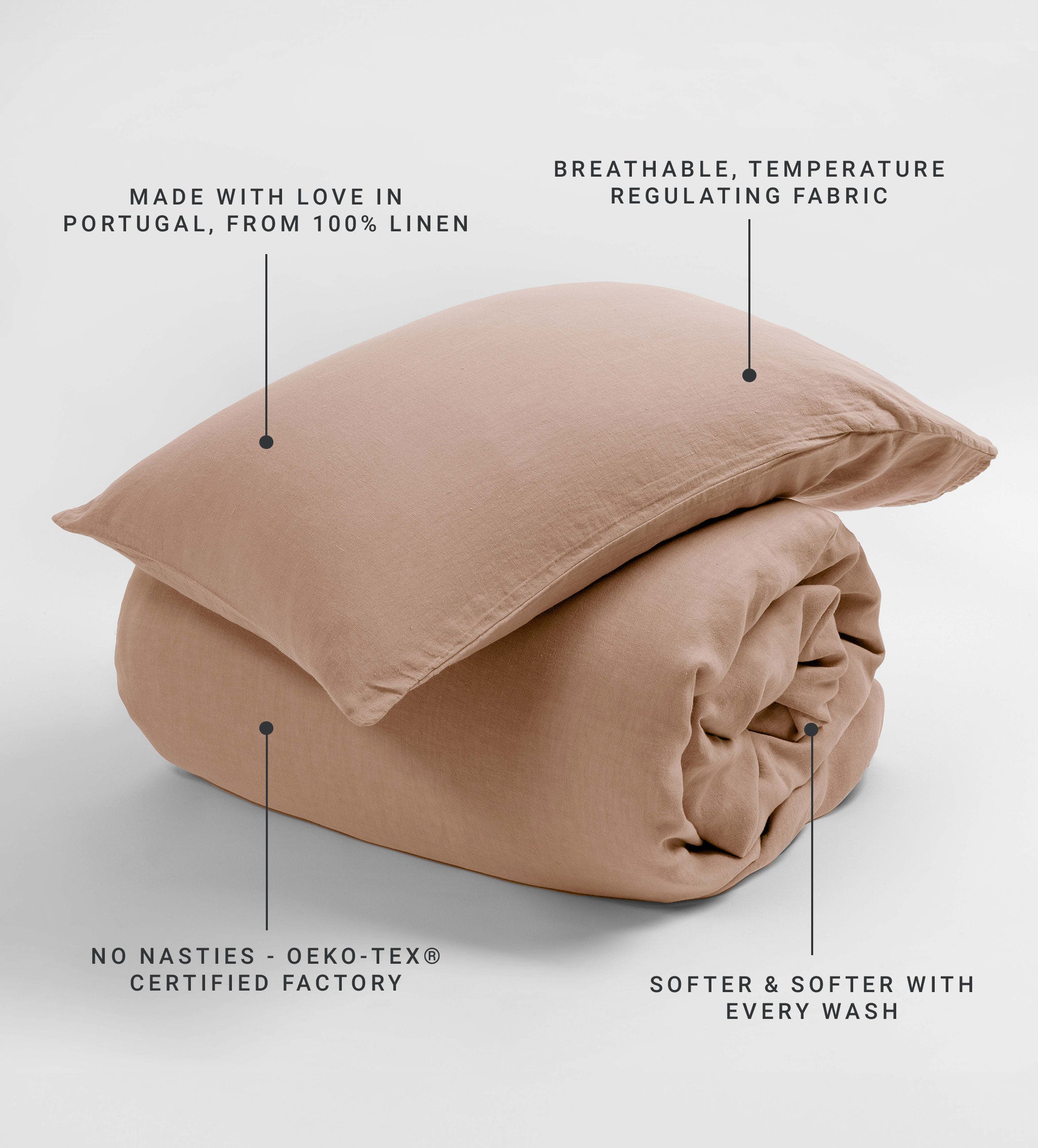 Almond 100% Linen Duvet Cover