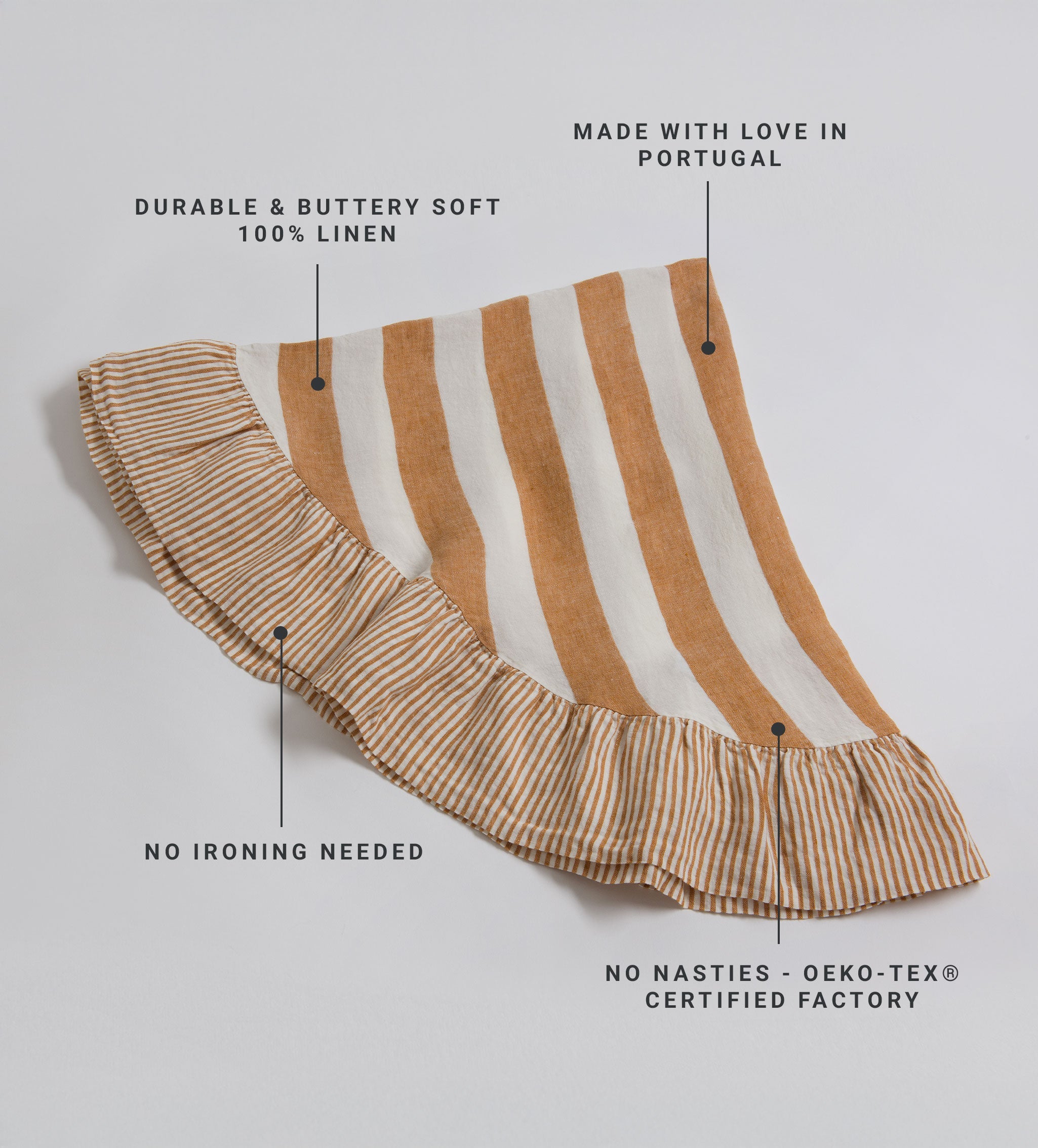 Cora Wide Stripe 100% Linen Tablecloth | Amber