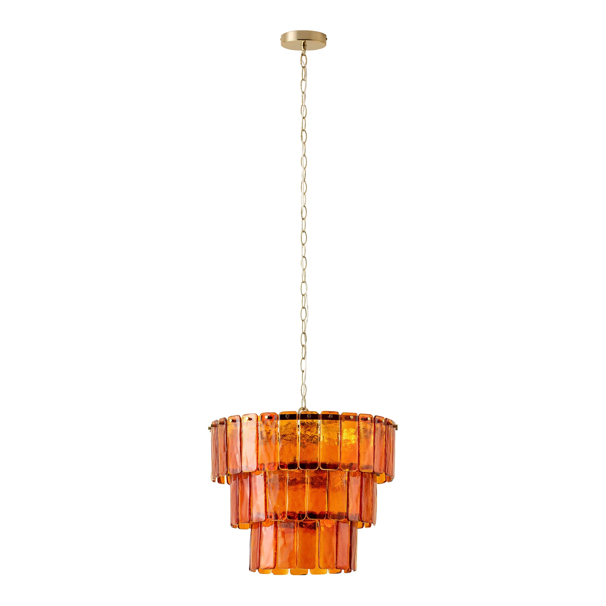 Amber Glass 3-Tiered Chandelier