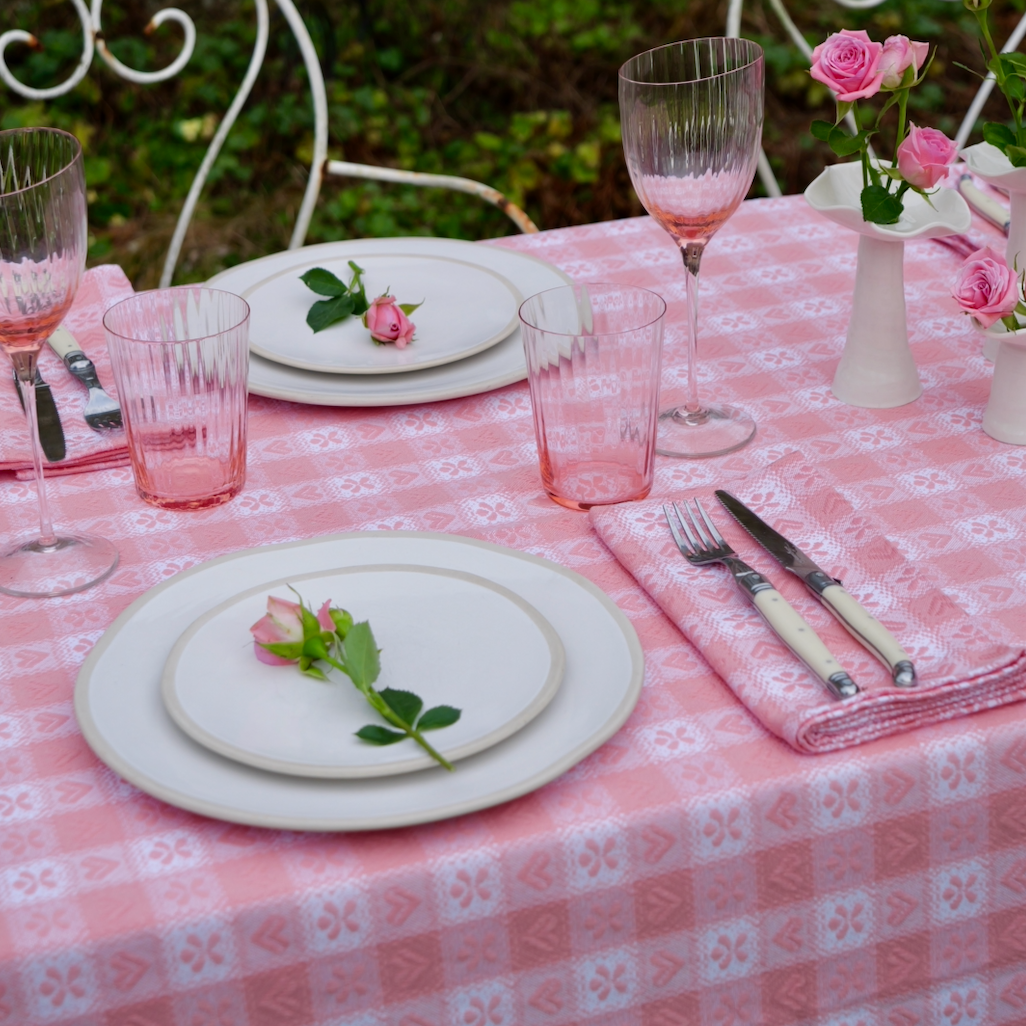 Pink Alpine Chalet Cotton Gingham Tablecloth