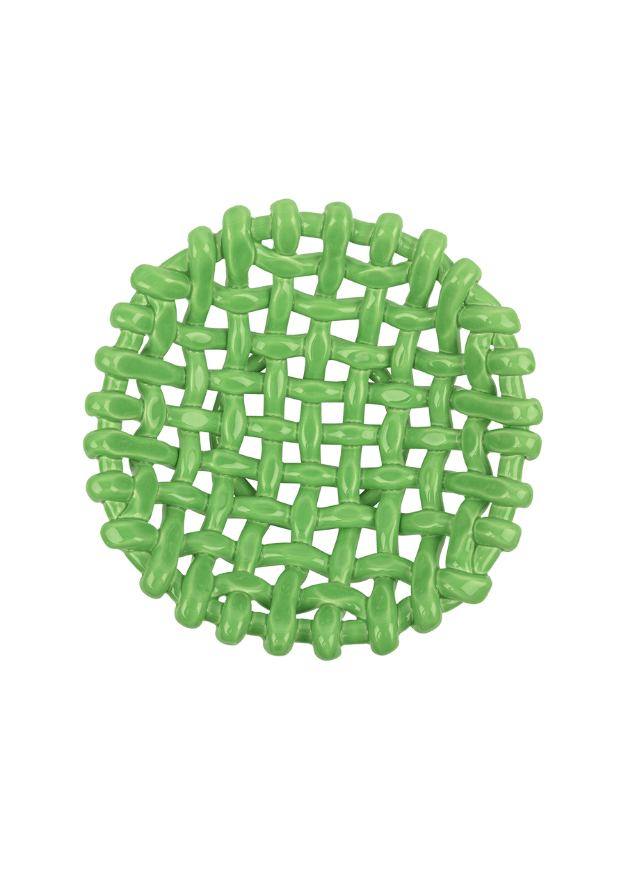 Apple Green Basketweave Bowl