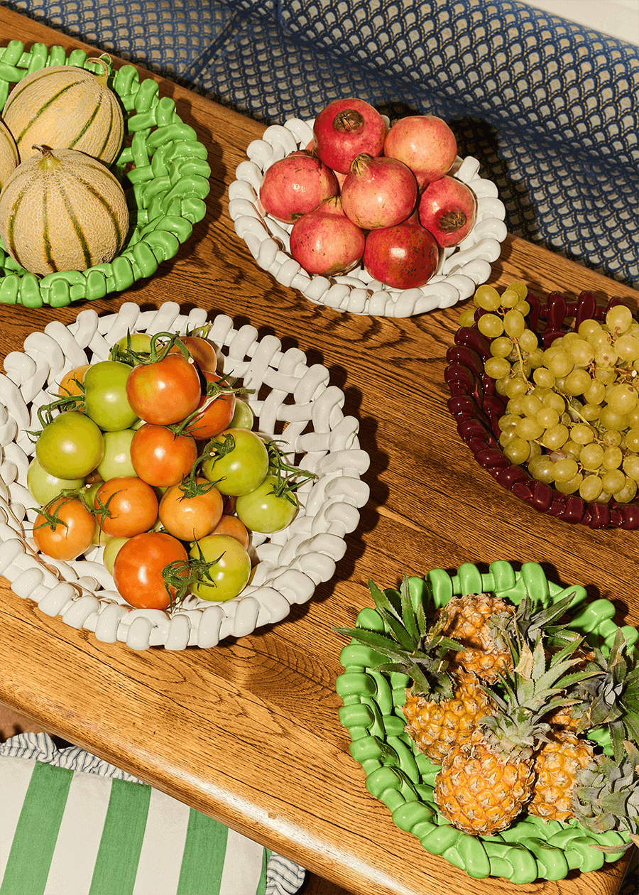 Apple Green Basketweave Bowl | Small