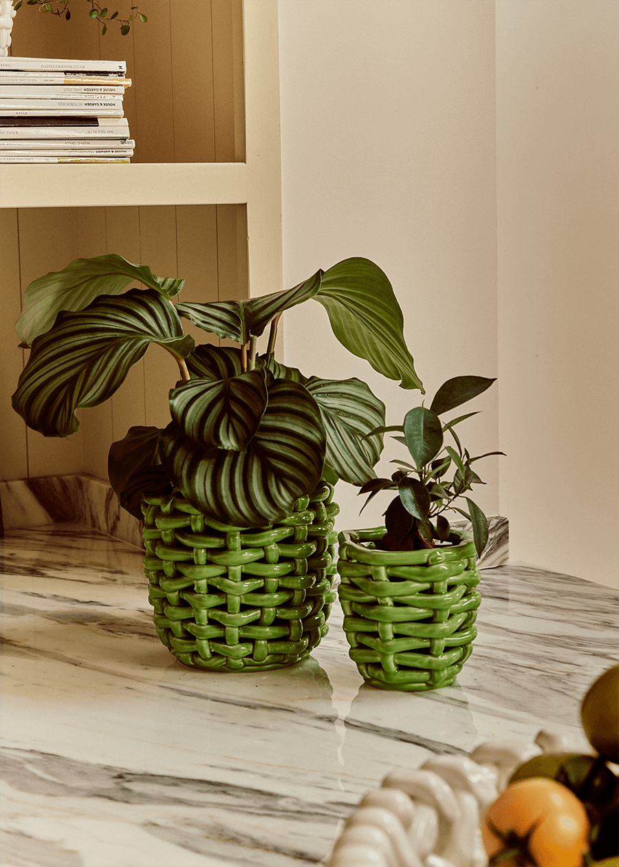 Apple Green Basketweave Planter