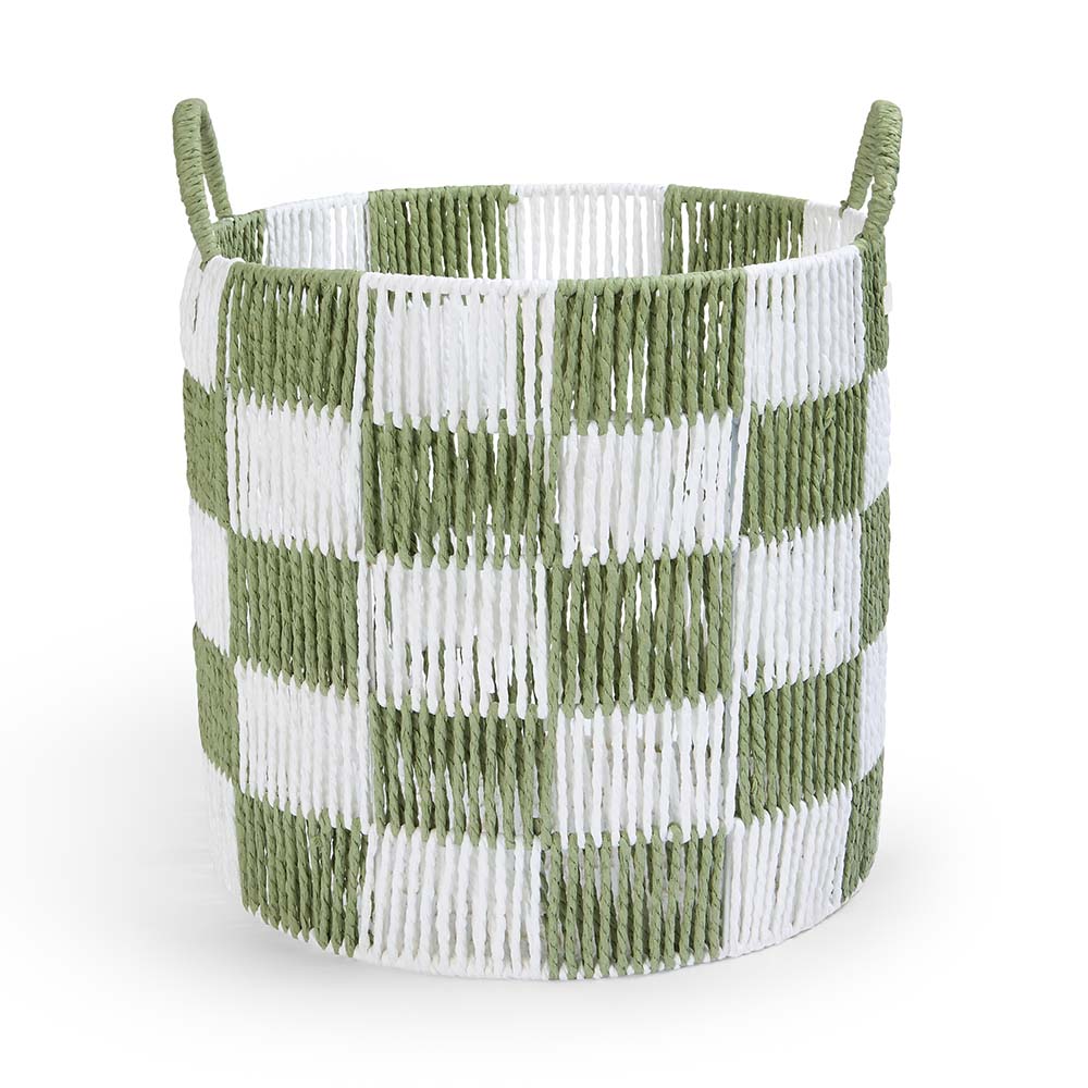 Checkerboard Storage Basket Medium - Sage