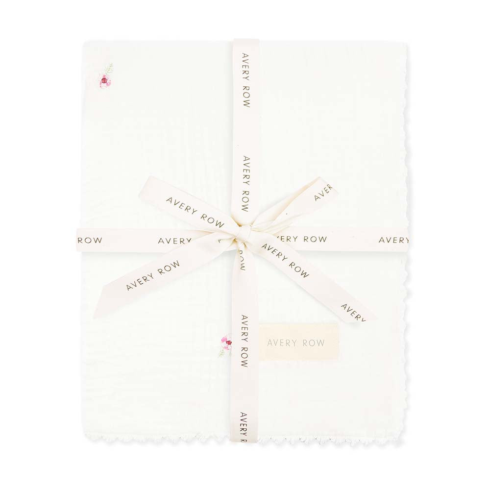 Embroidered Muslin Blanket - Anemone