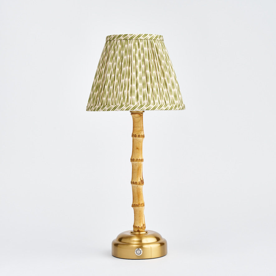 Bamboo Table Lamp with Green Patola Lampshade