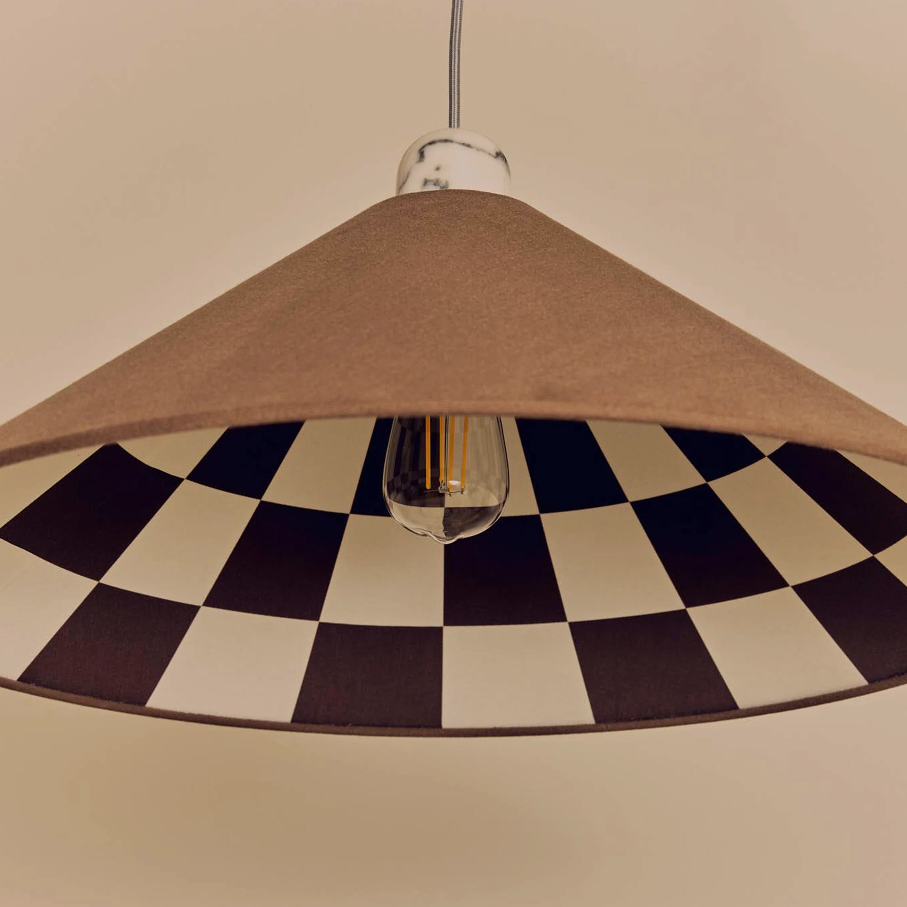 Bark brown checkered cone shade