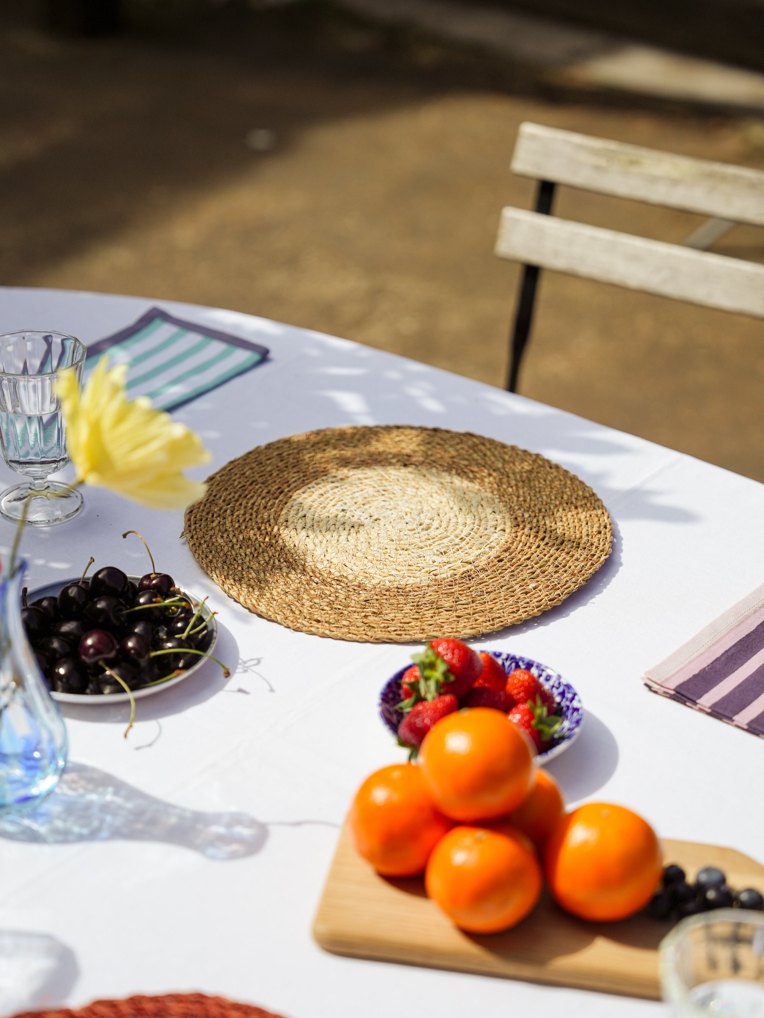 Seagrass Placemats Set of 2 - Warm Natural / White