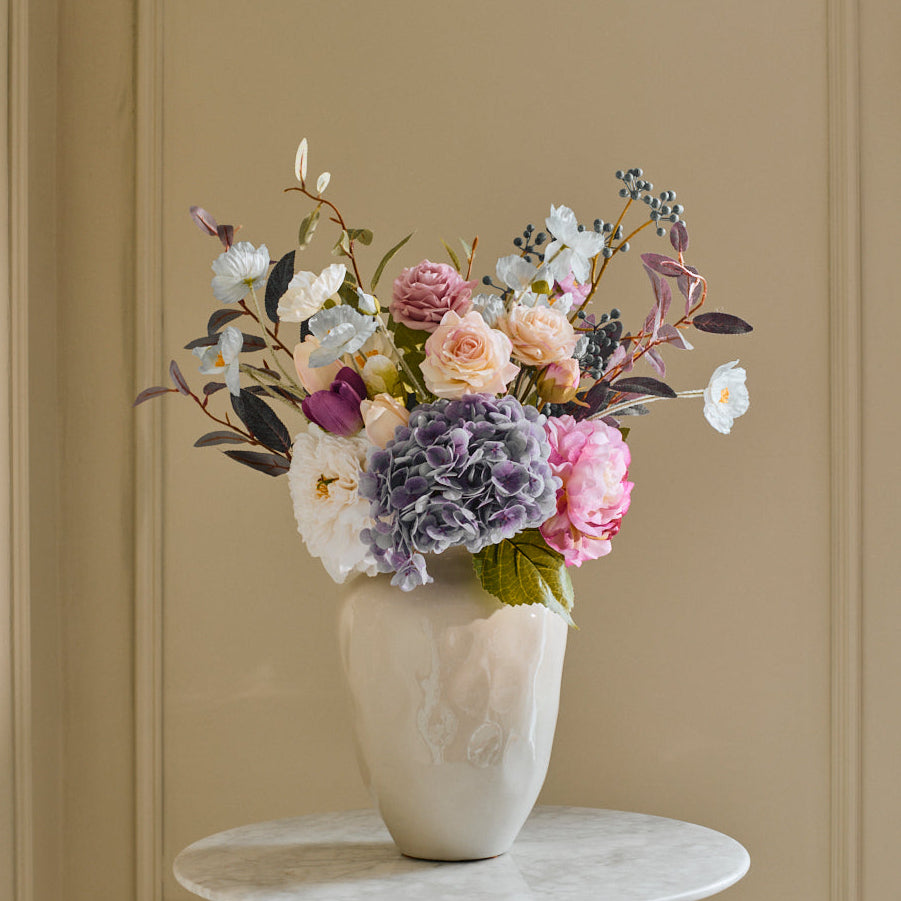 Belle - Faux Flower Arrangement - Purples, Whites & Greens