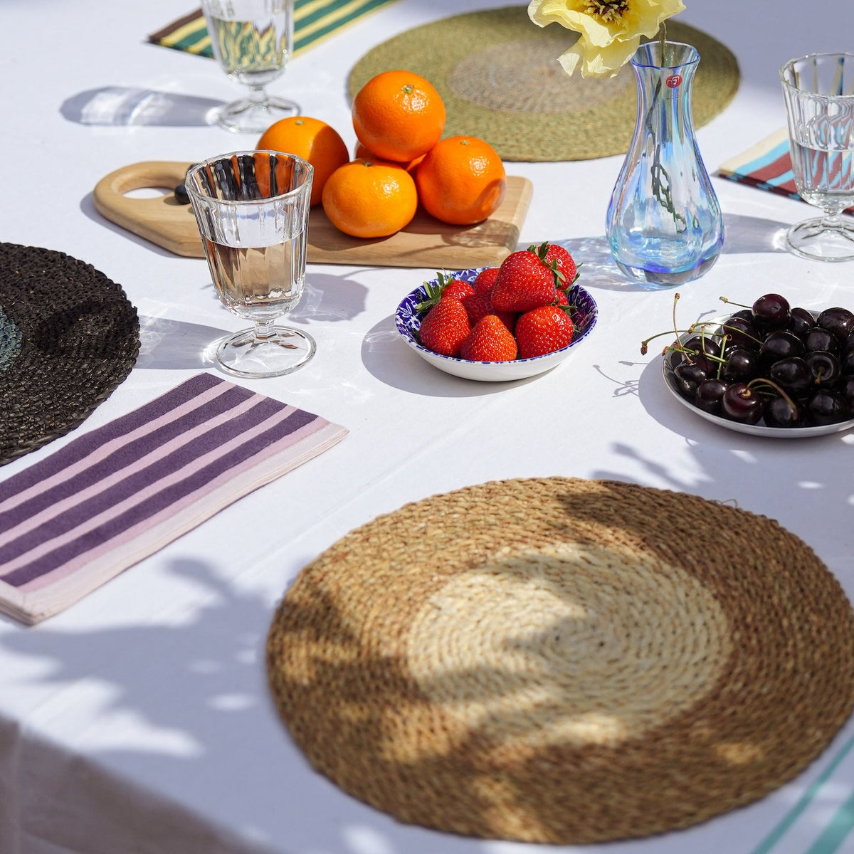 Aubergine & Mauve Block Stripe Napkins | Set of 2