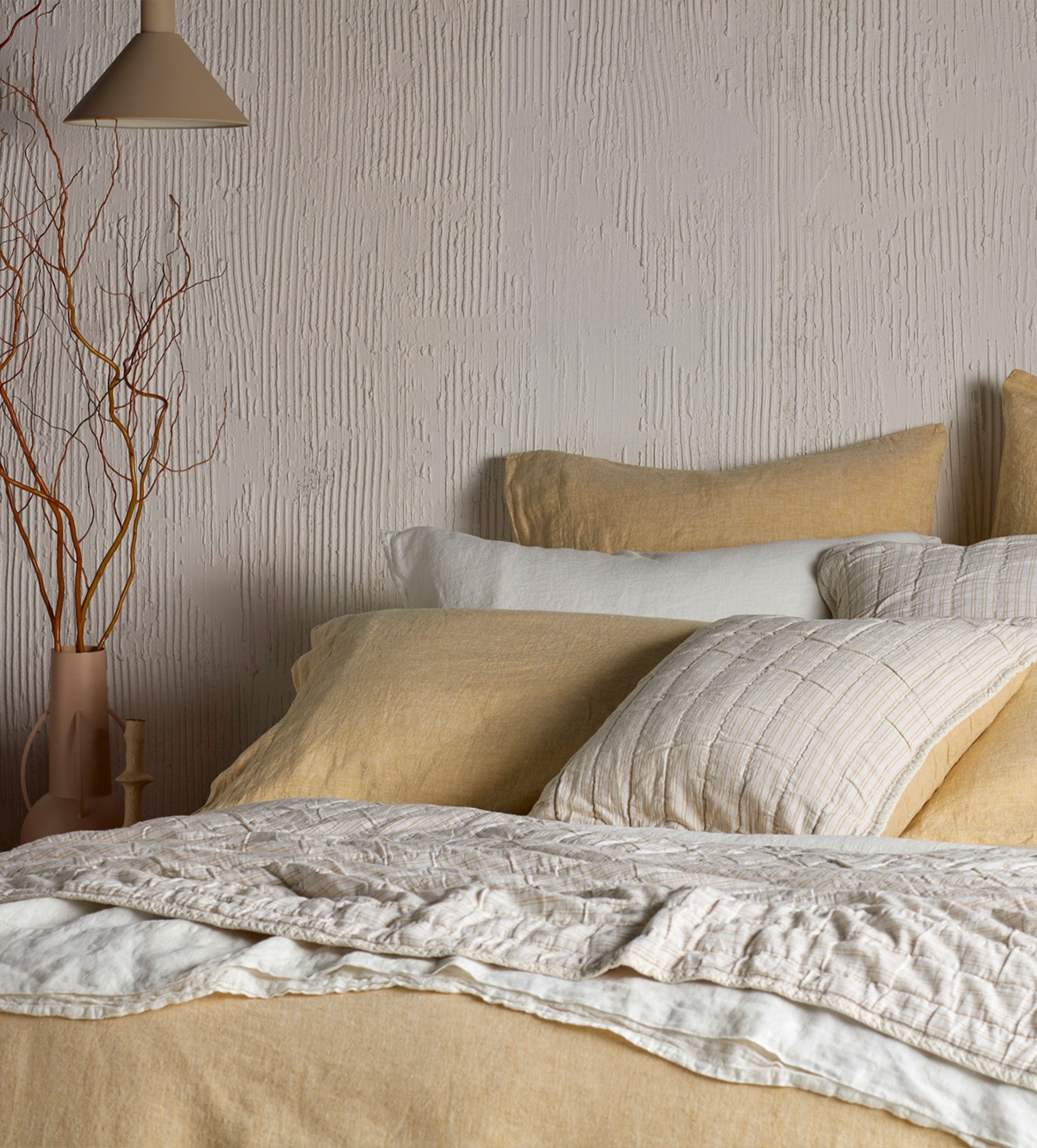 Yellow Vivienne 100% Cotton Quilted Cushion Cover