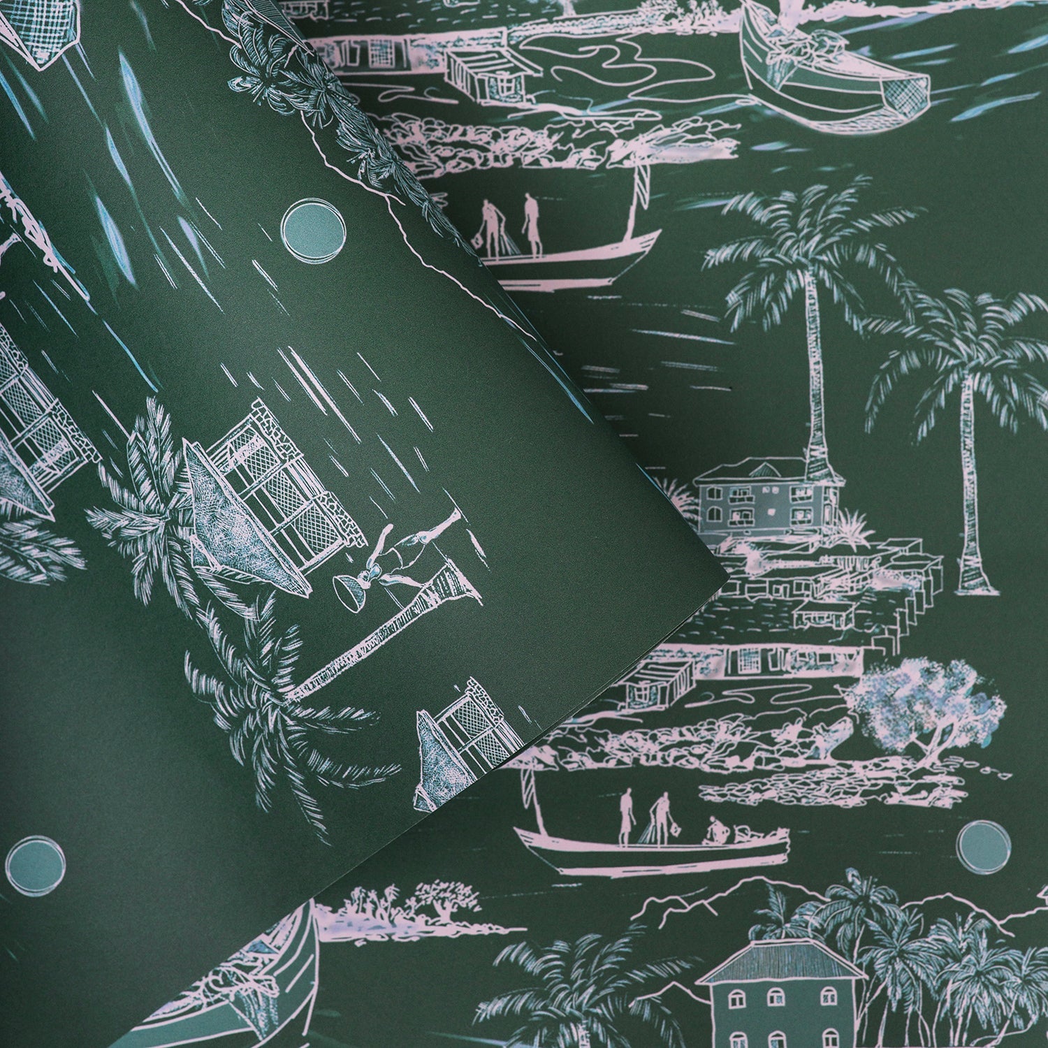 Banana Island | Palm Green Wallpaper Sample