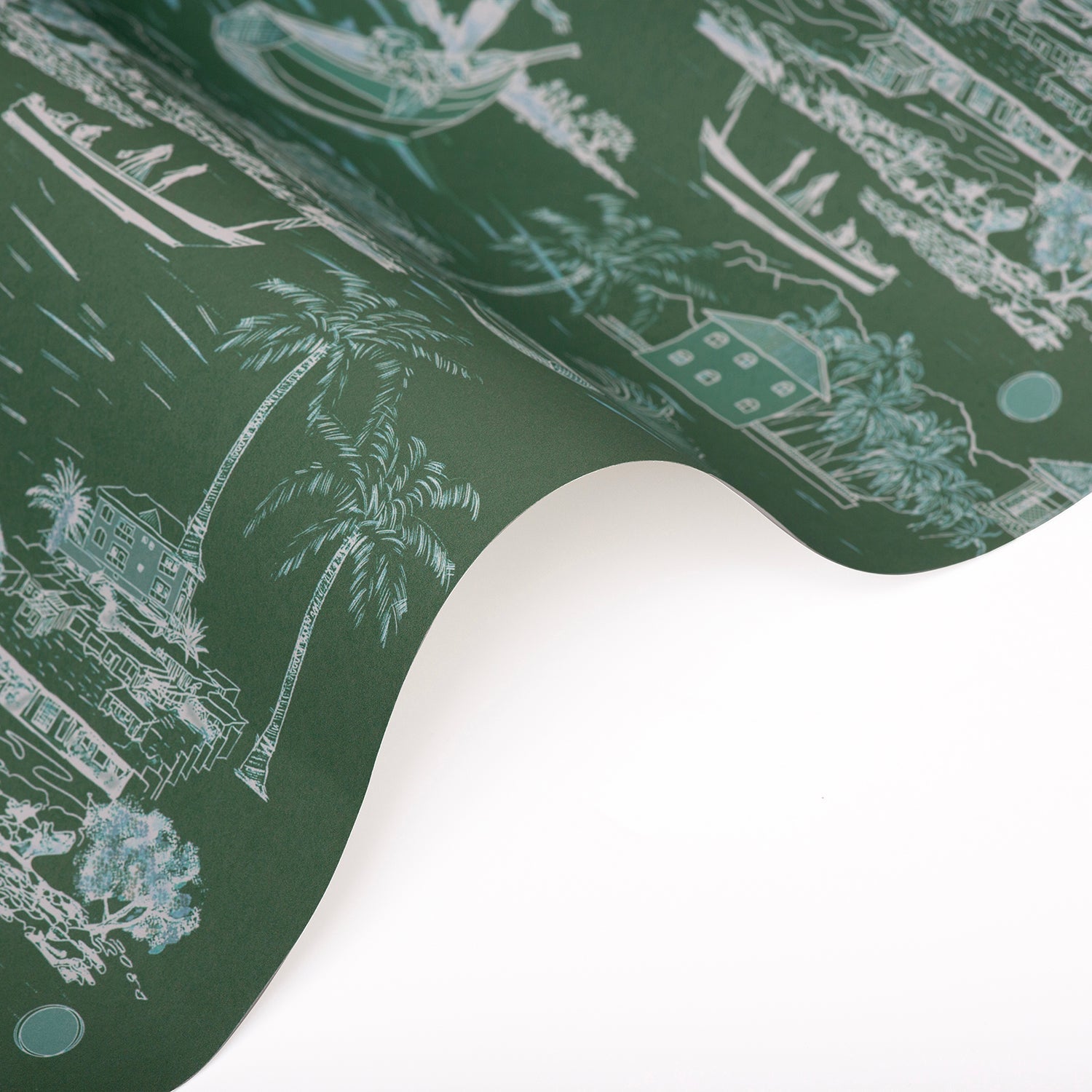 Banana Island | Palm Green Wallpaper Sample