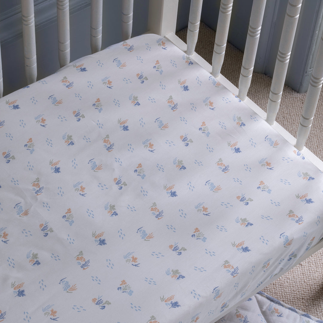Organic Cotbed Fitted Sheet - Coastline