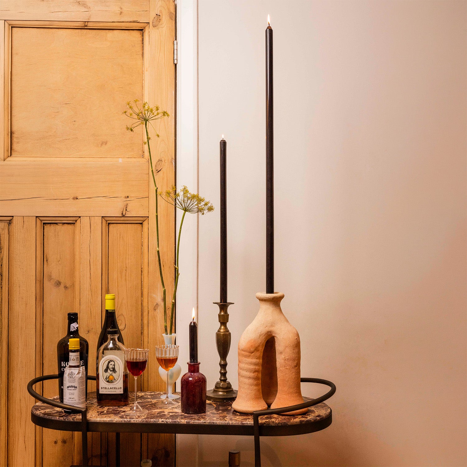 Black Tapered Candle Pair