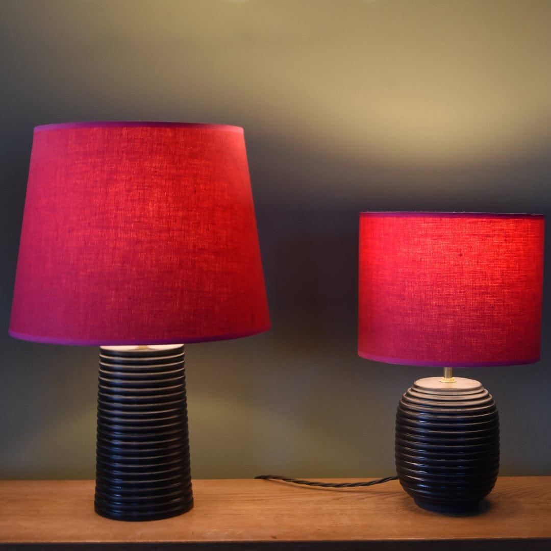 Black Ridged Large Tapered Lamp