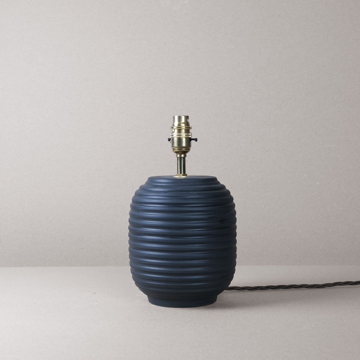 Black Ridged Small Table Lamp