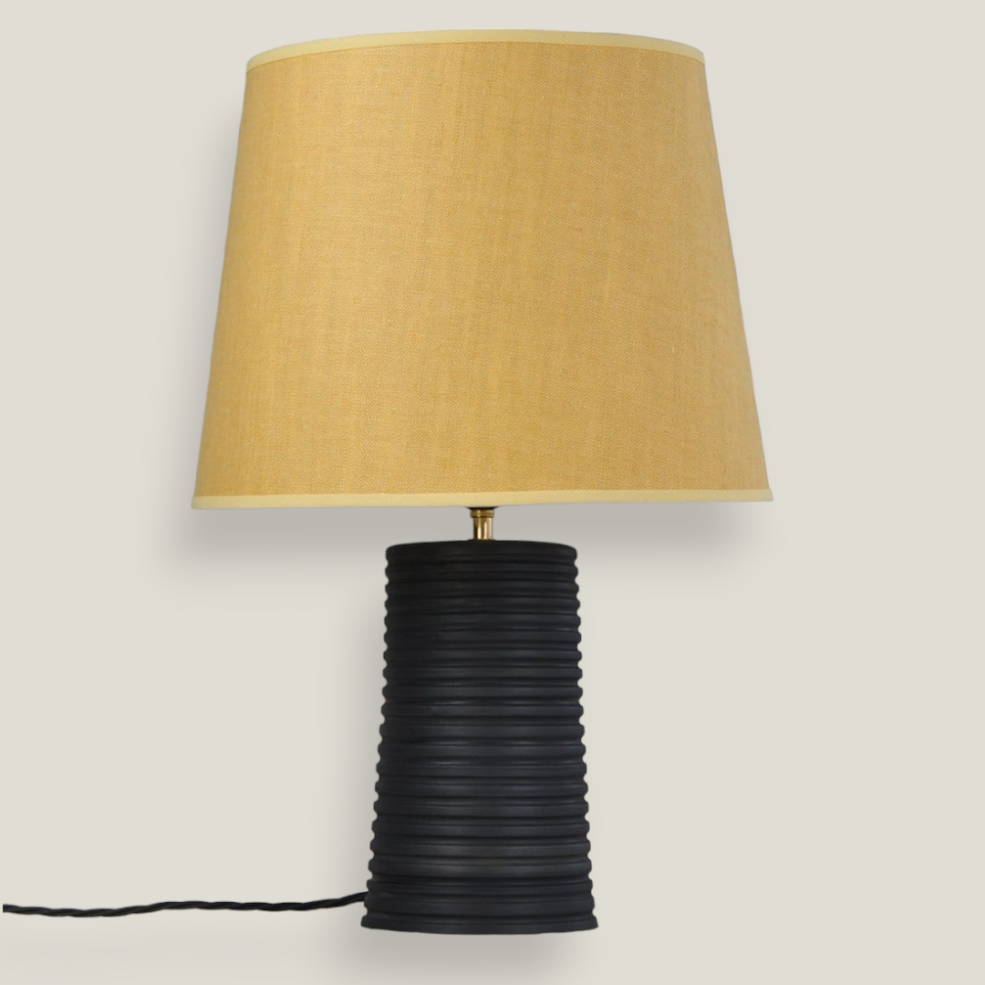 Black Ridged Large Tapered Lamp
