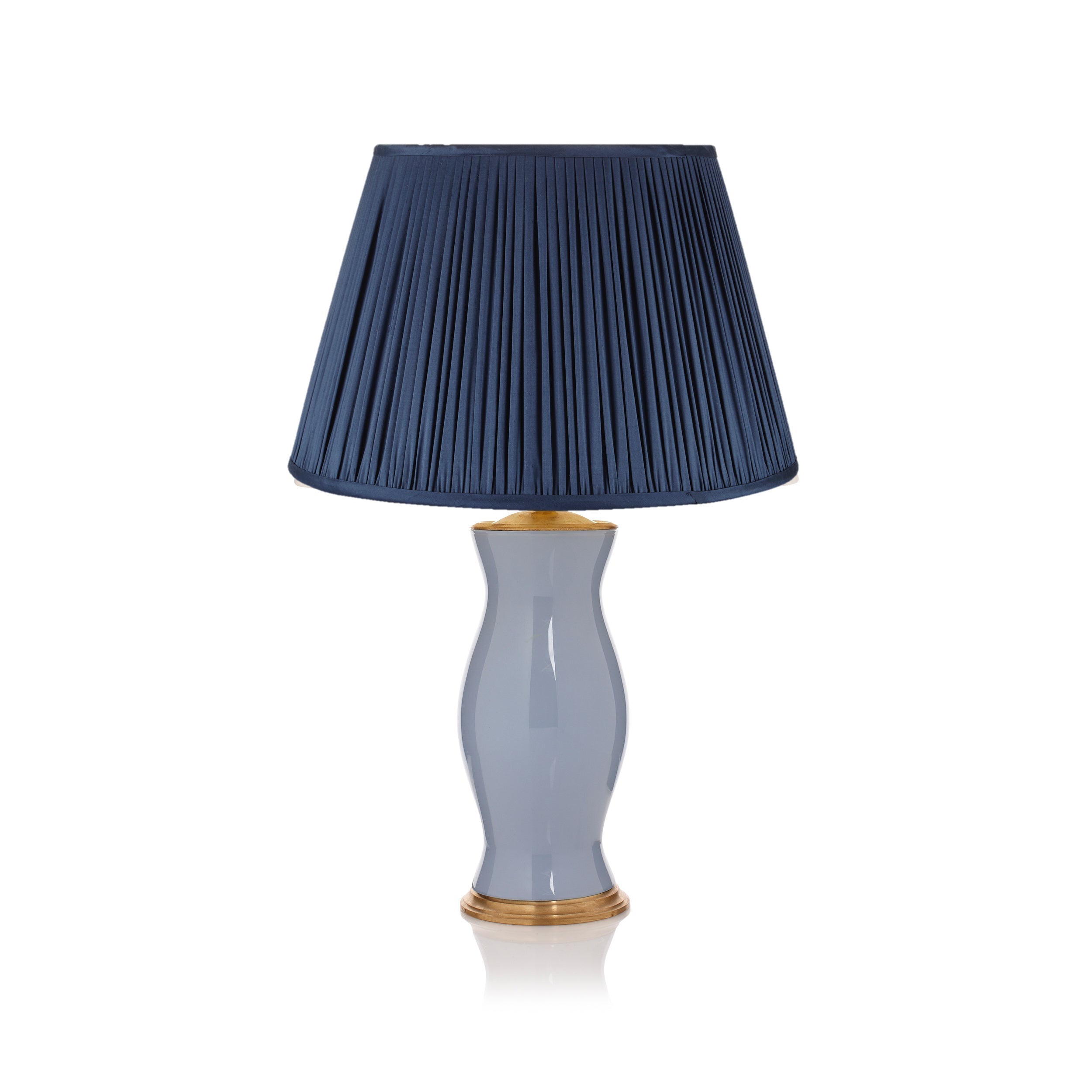 PLEATED SILK LAMPSHADE IN CHARCOAL BLUE