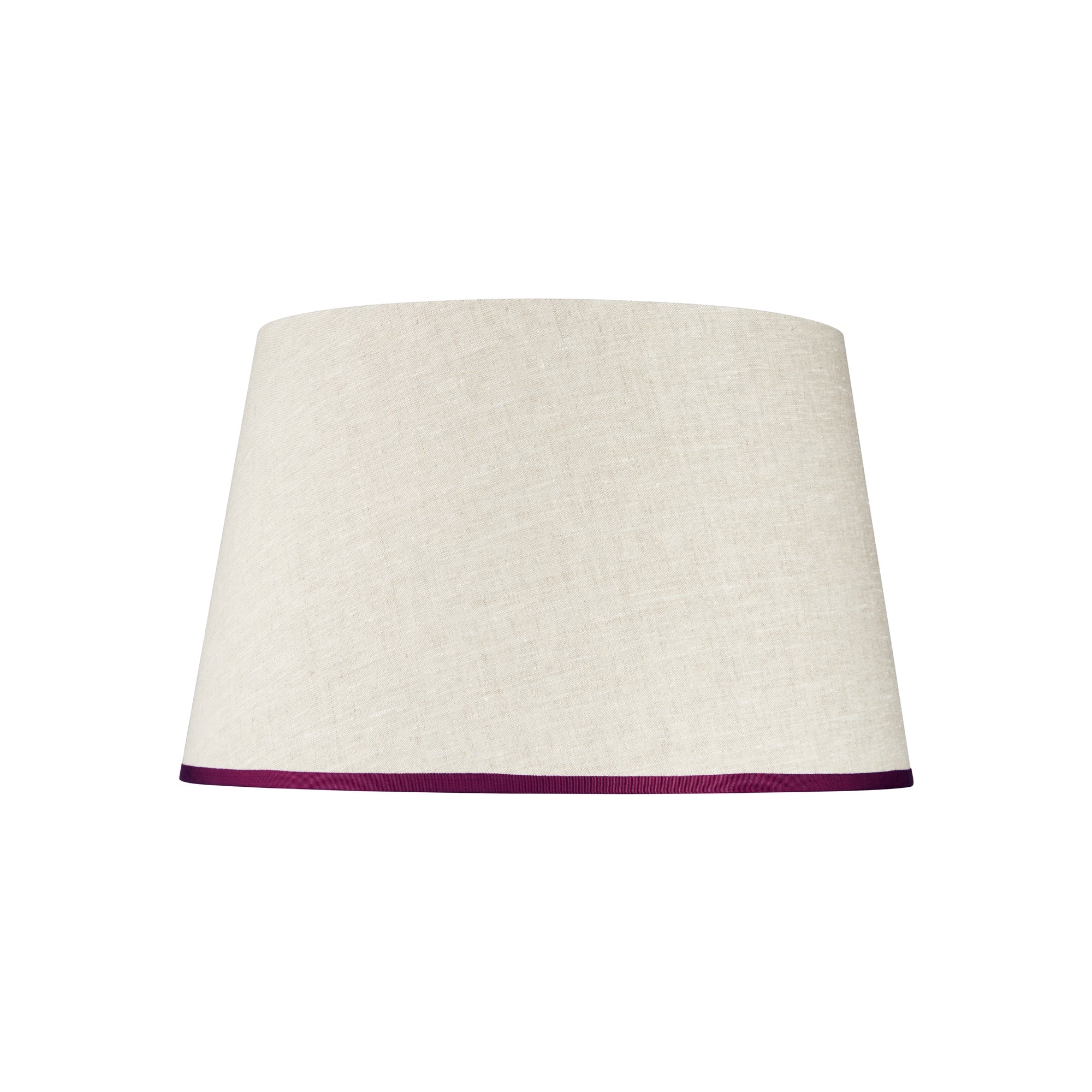 STRETCHED CREAM LINEN LAMPSHADE WITH RIBBED BLUSH TRIM