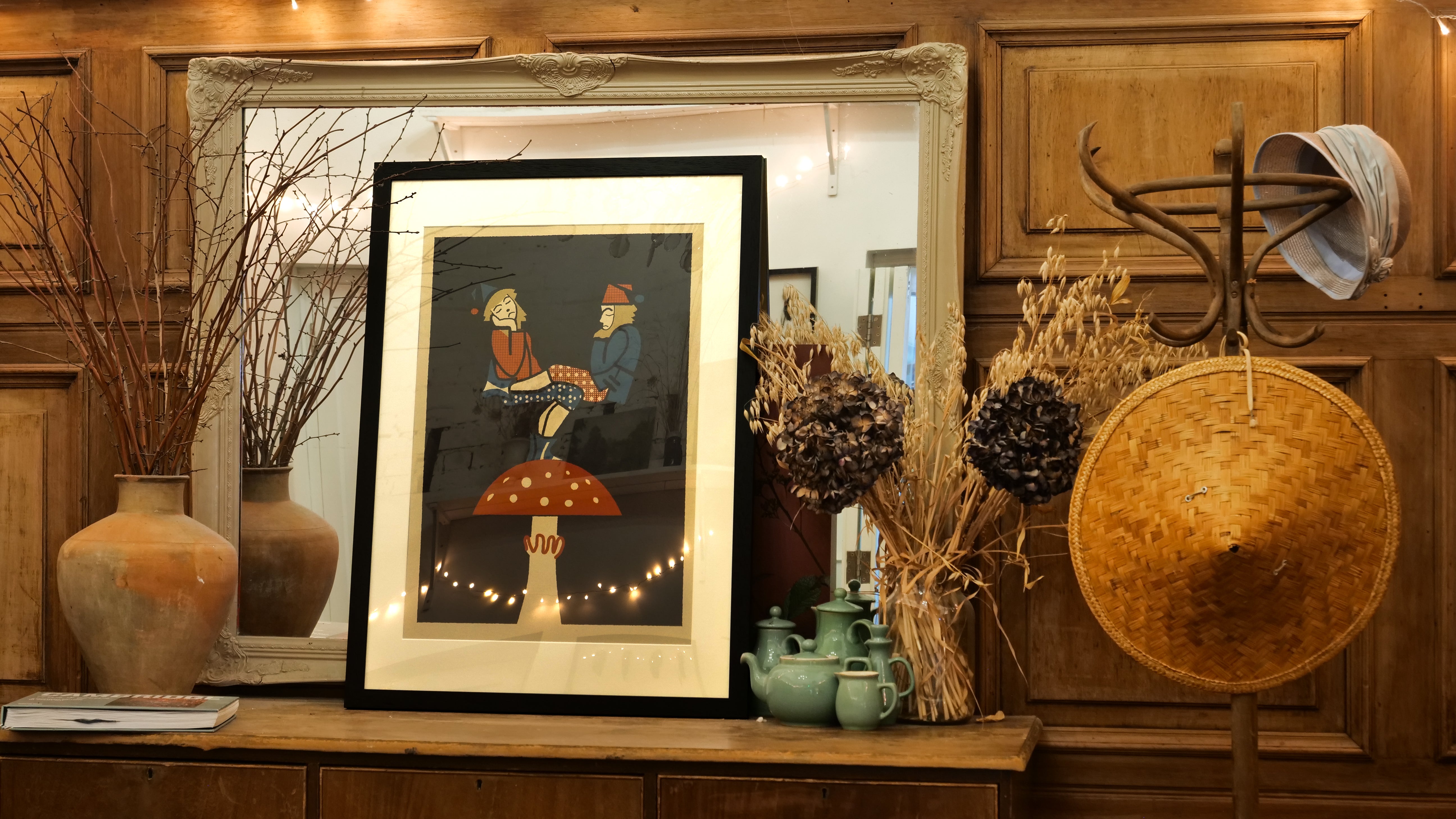 Toadstool Framed Matchbox Label Print