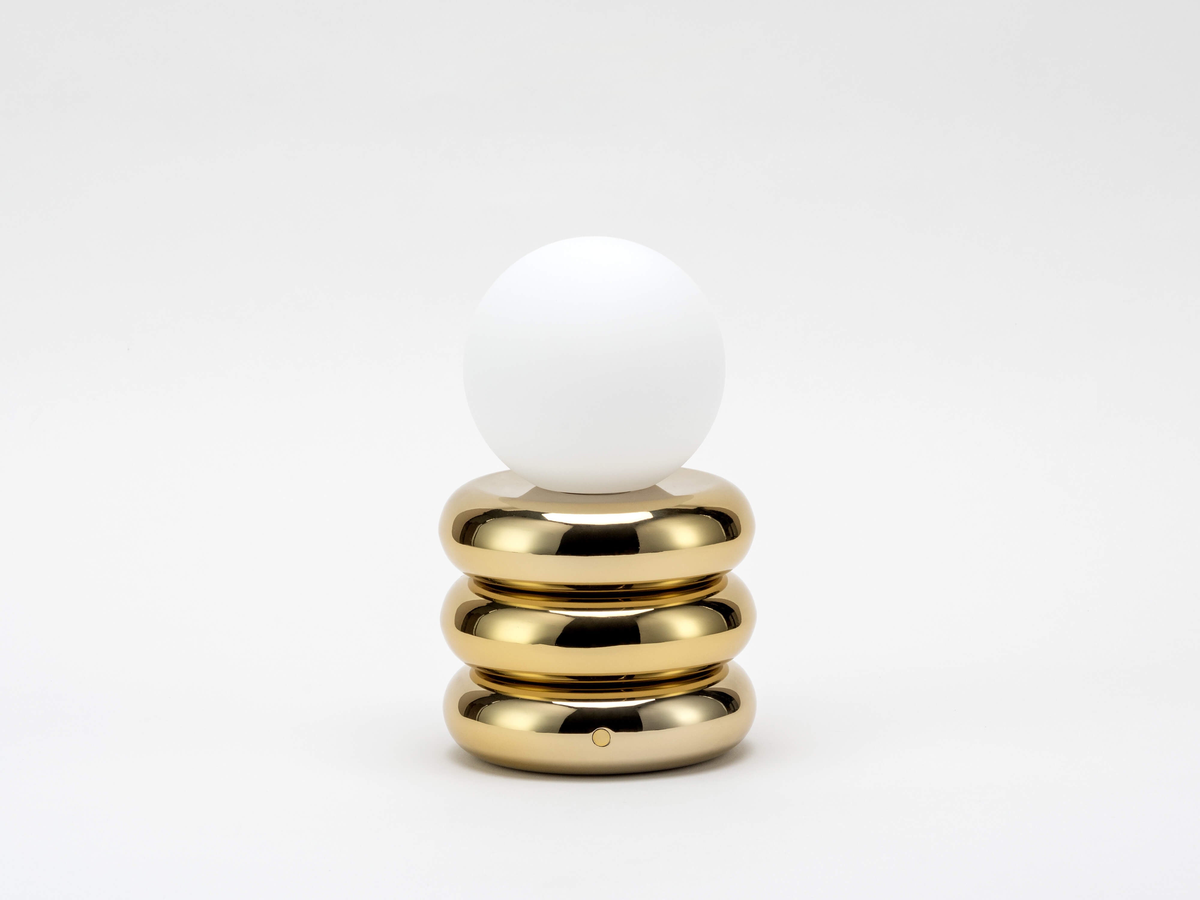 Brass cordless tube table lamp