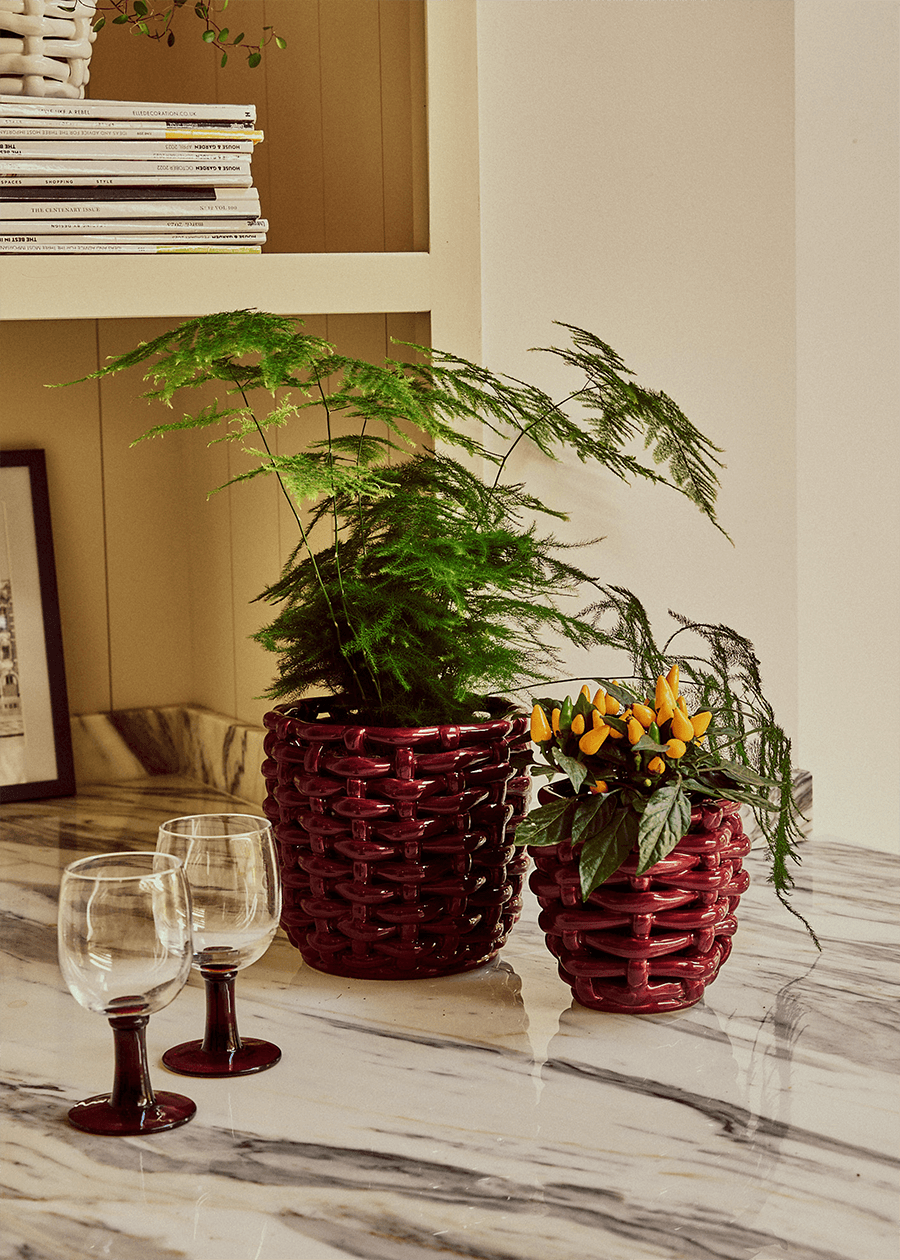 Burgundy Basketweave Planter