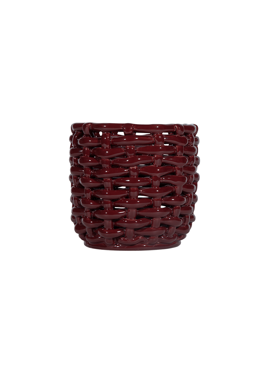 Burgundy Basketweave Planter