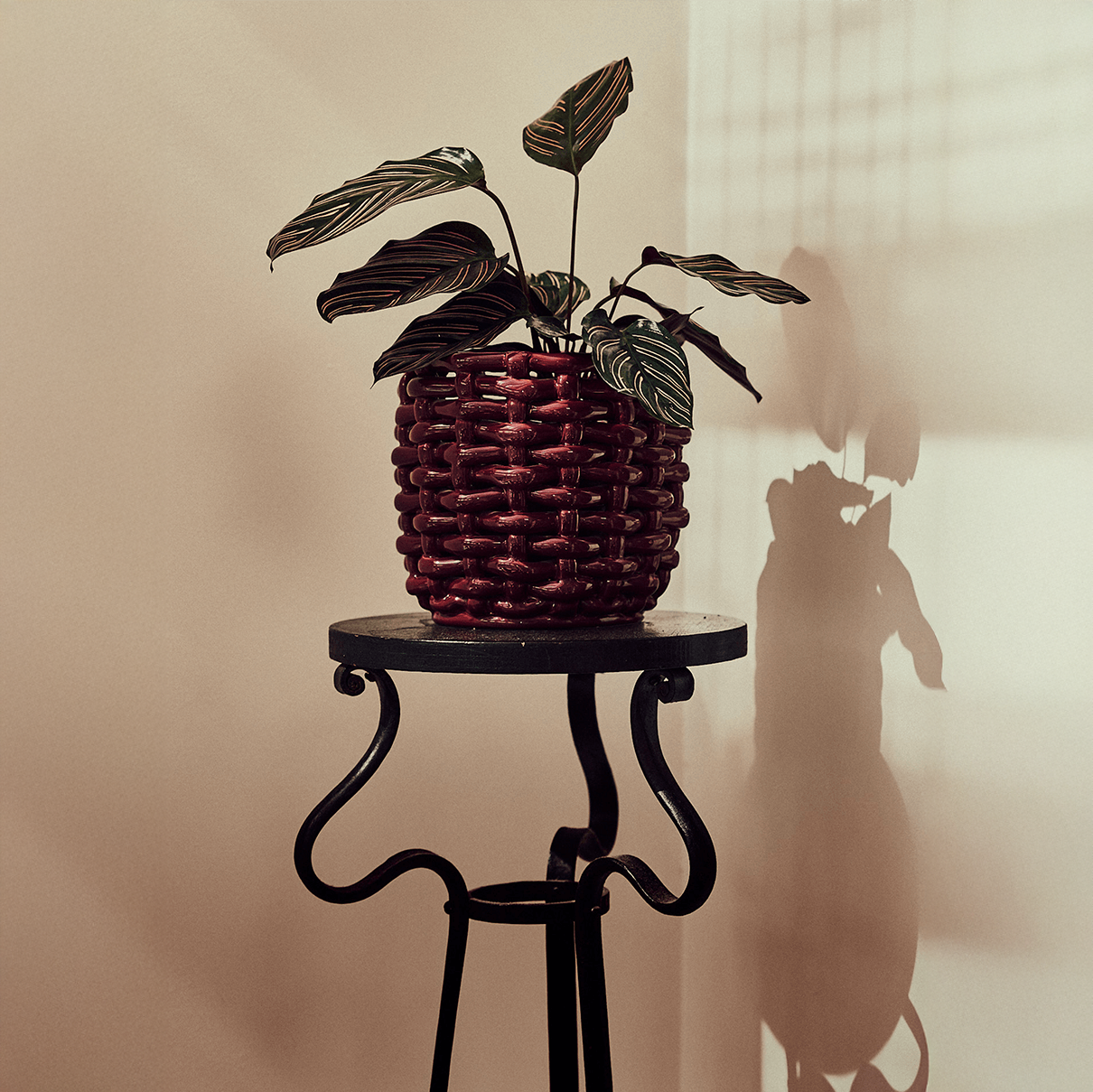 Burgundy Basketweave Planter