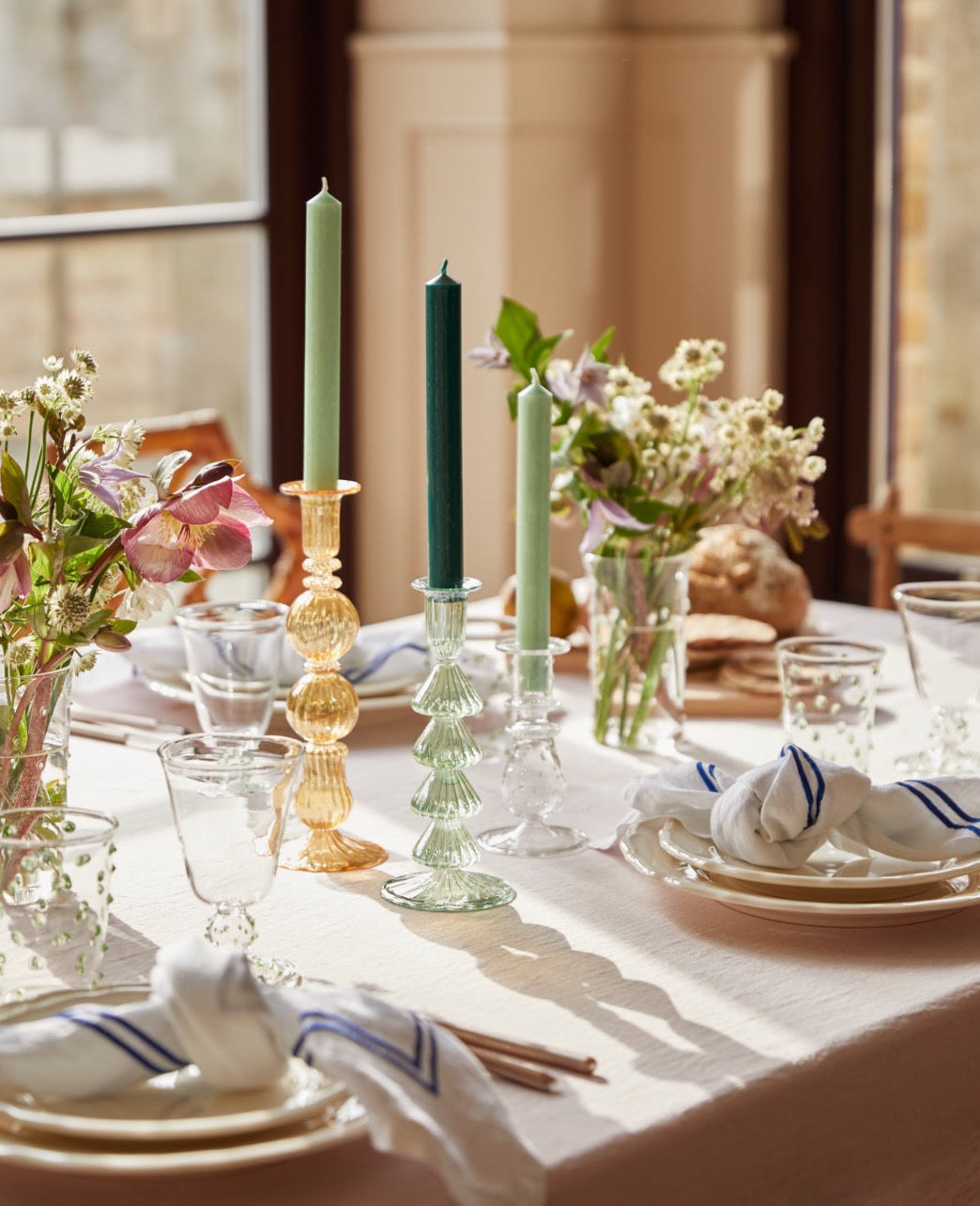 Buto Glass Candlestick - Green