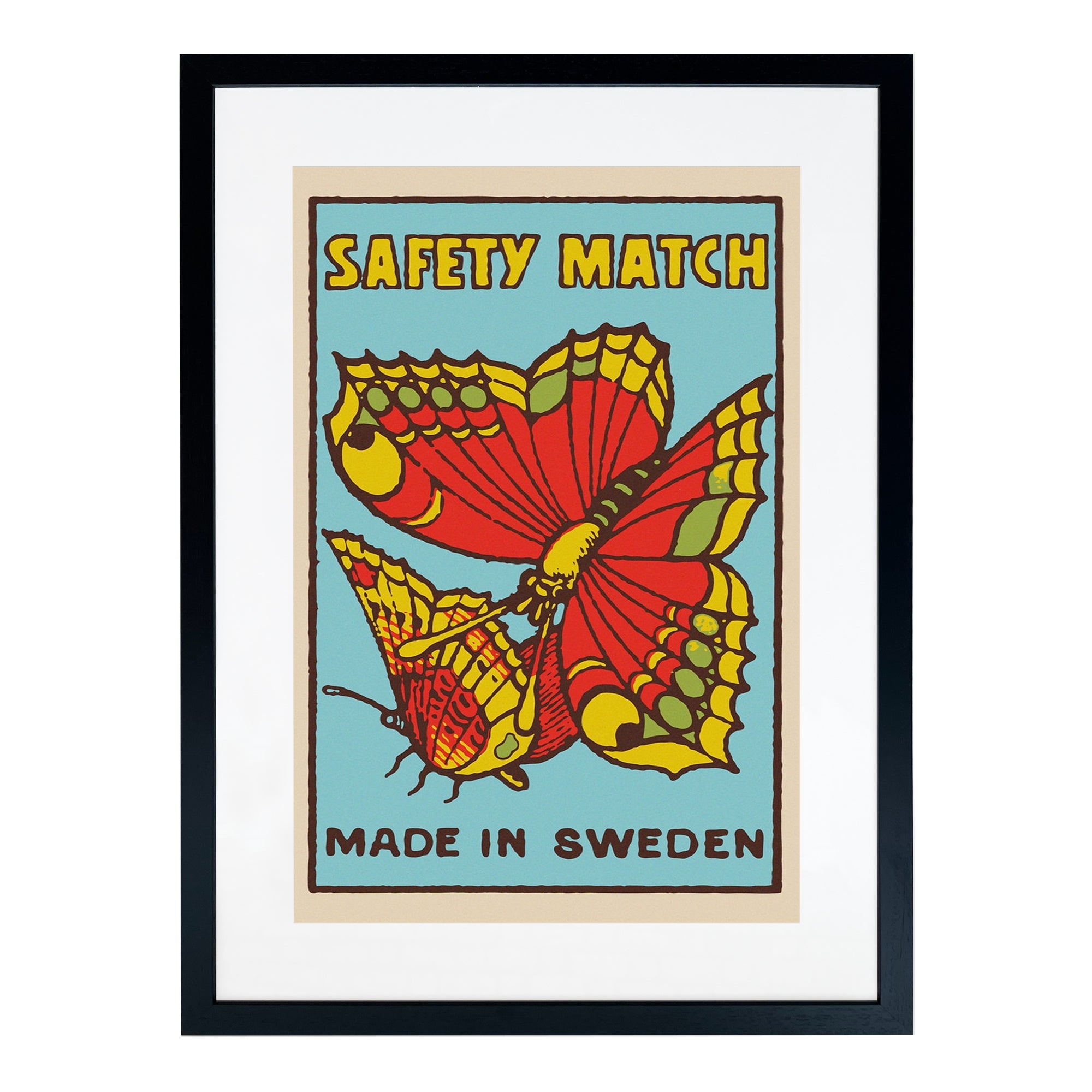 Butterfly Framed Matchbox Label Print