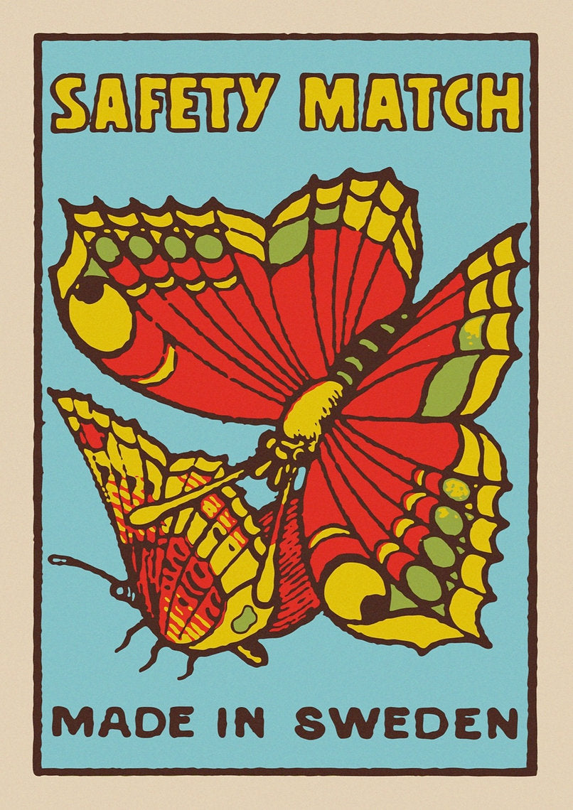 Butterfly Framed Matchbox Label Print