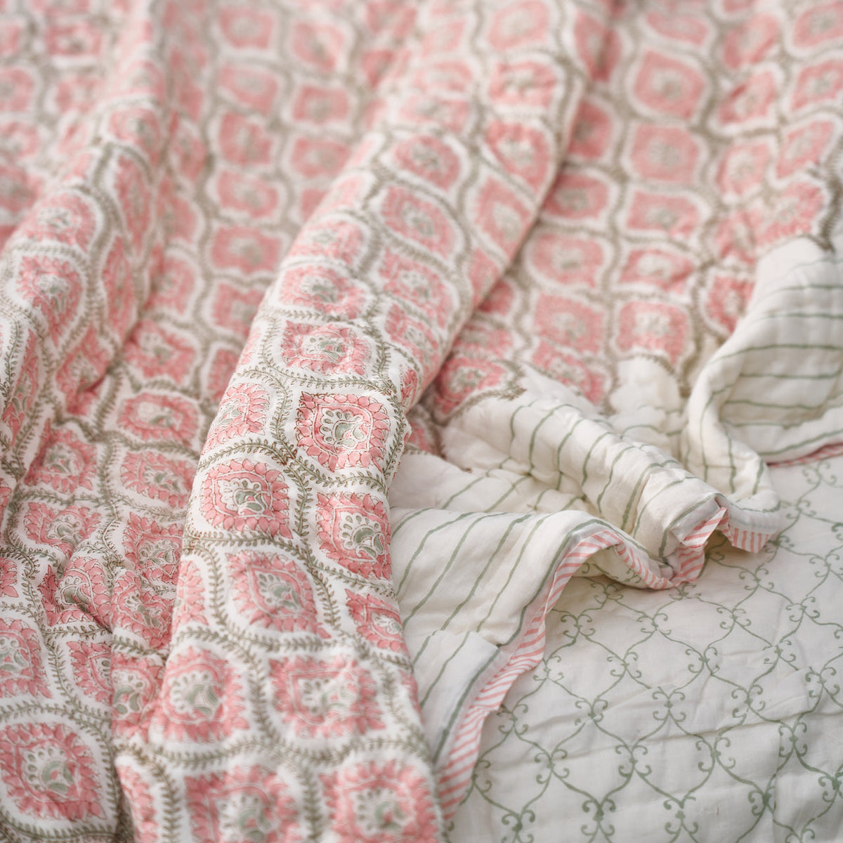 Pink Peony Bed Quilt