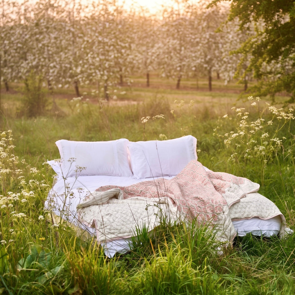 Pink Peony Bed Quilt