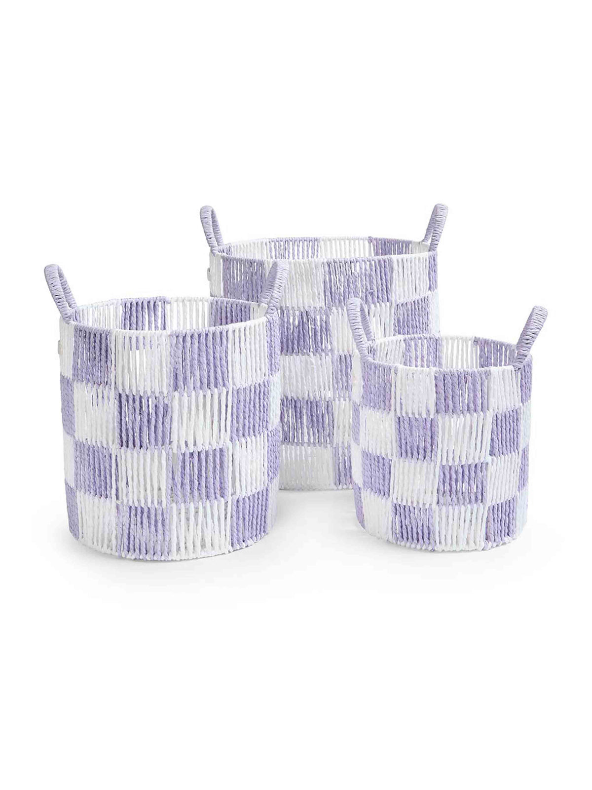 Checkerboard Storage Basket Set of 3 - Lilac