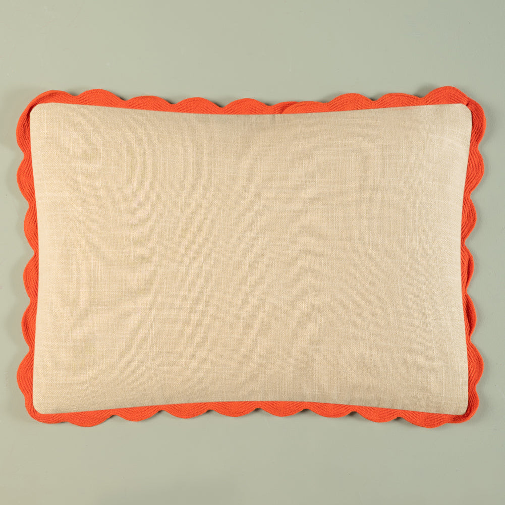 Cream Rectangular Block Colour Cotton Cushion Cover