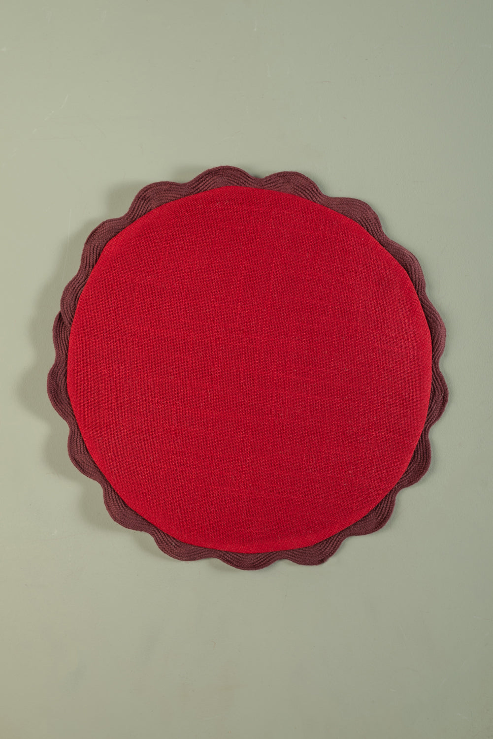 Crimson Round Block Colour Cotton Cushion Cover