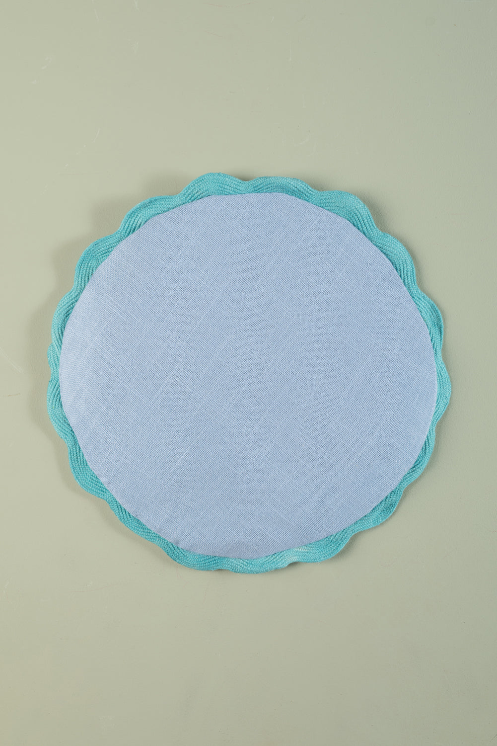 Baby Blue Round Block Colour Cotton Cushion Cover