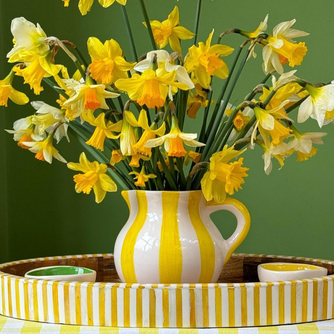 Oval Inlay Tray | Large | Yellow | Striped