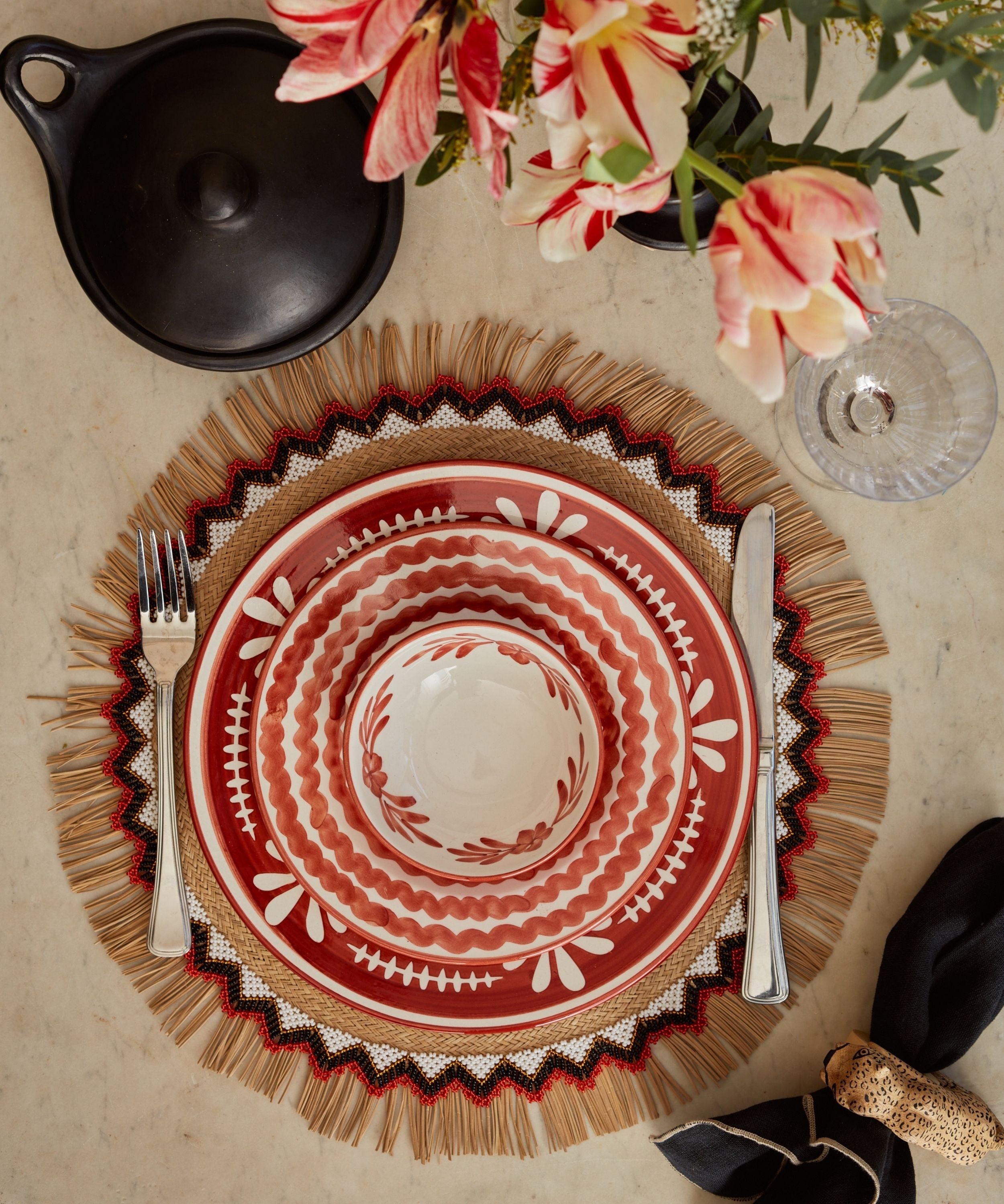 Alicia Placemats - Bright Red