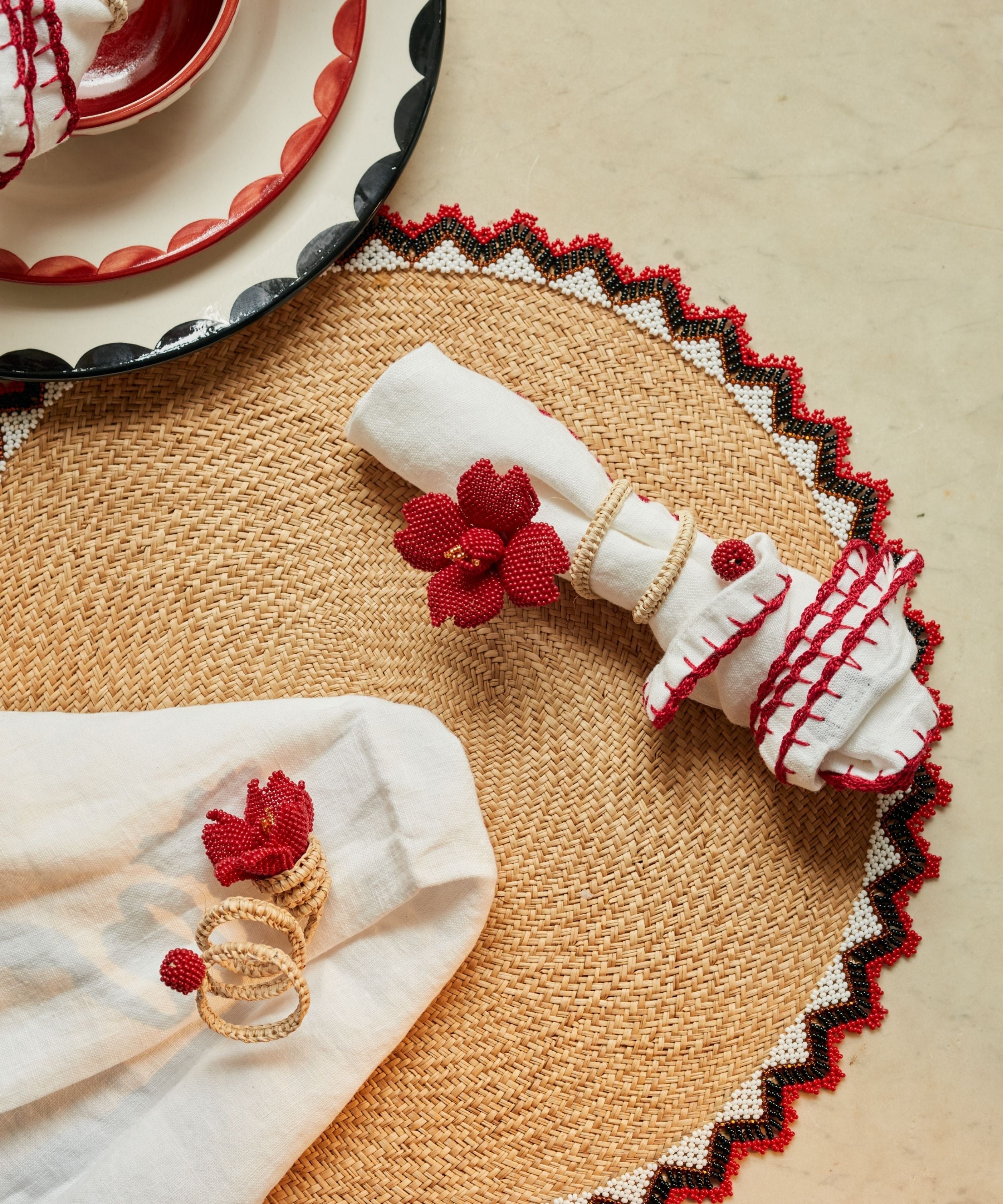 Alicia Placemats - Bright Red