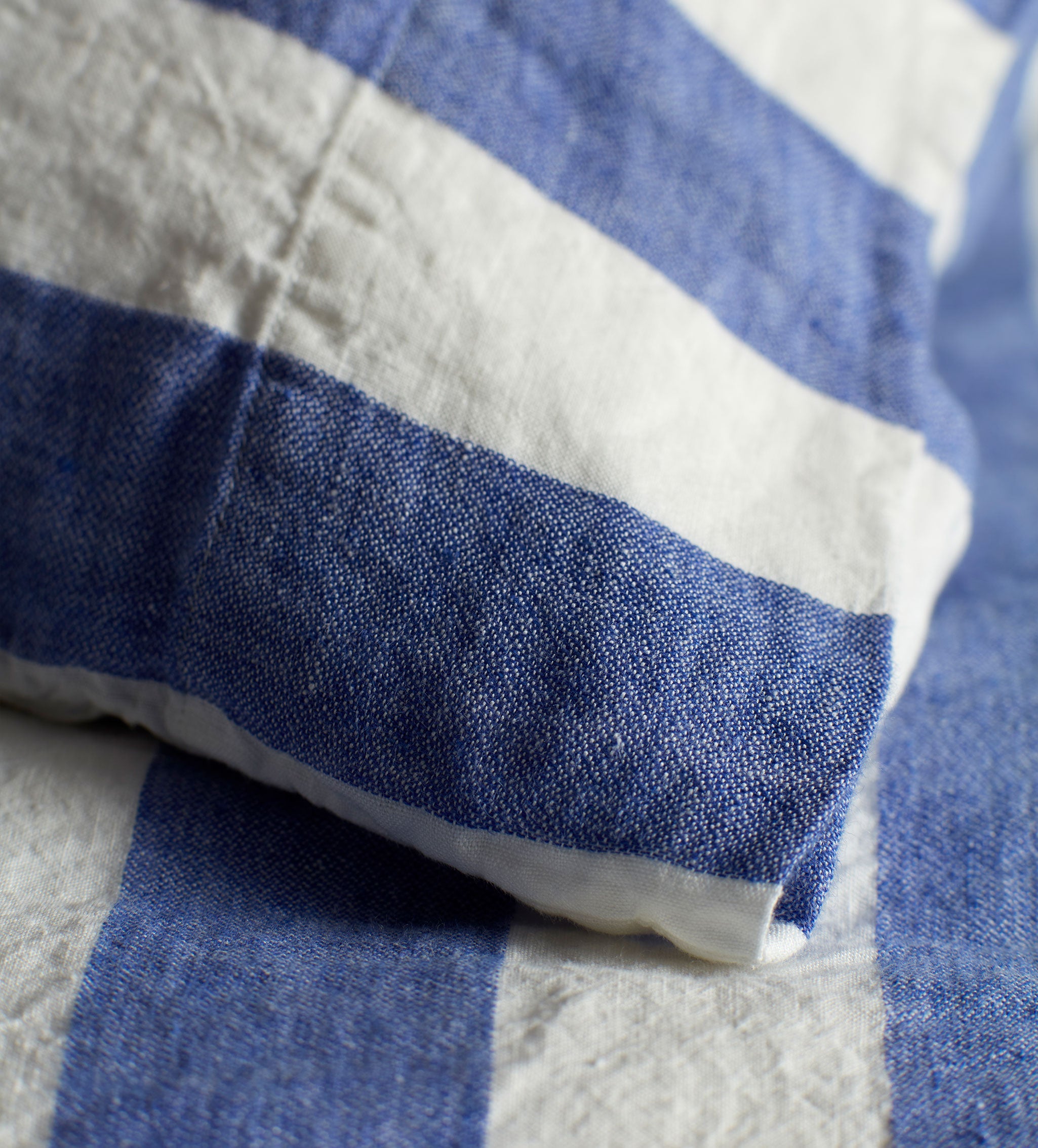 Cobalt Cora Stripe 100% Linen Fitted Sheet