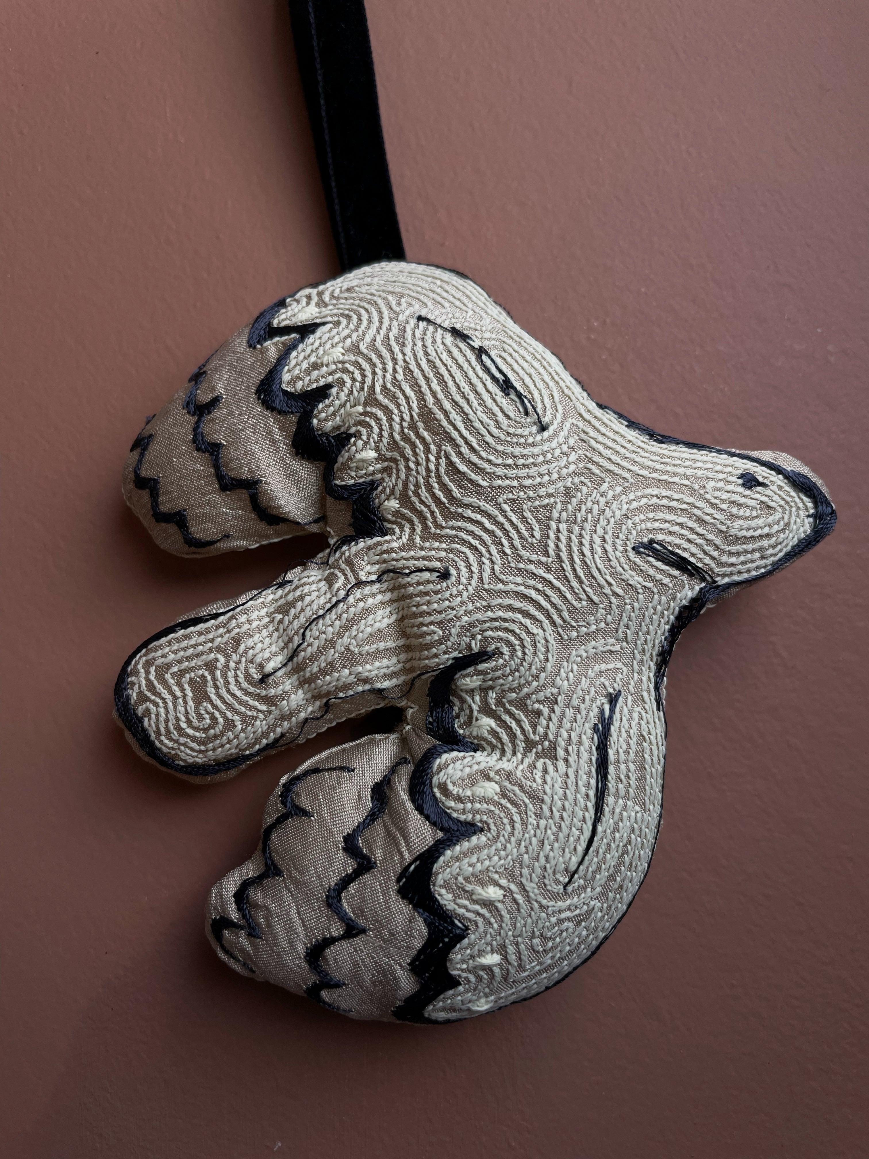 Festive Hanging Decoration - Ecru and Navy