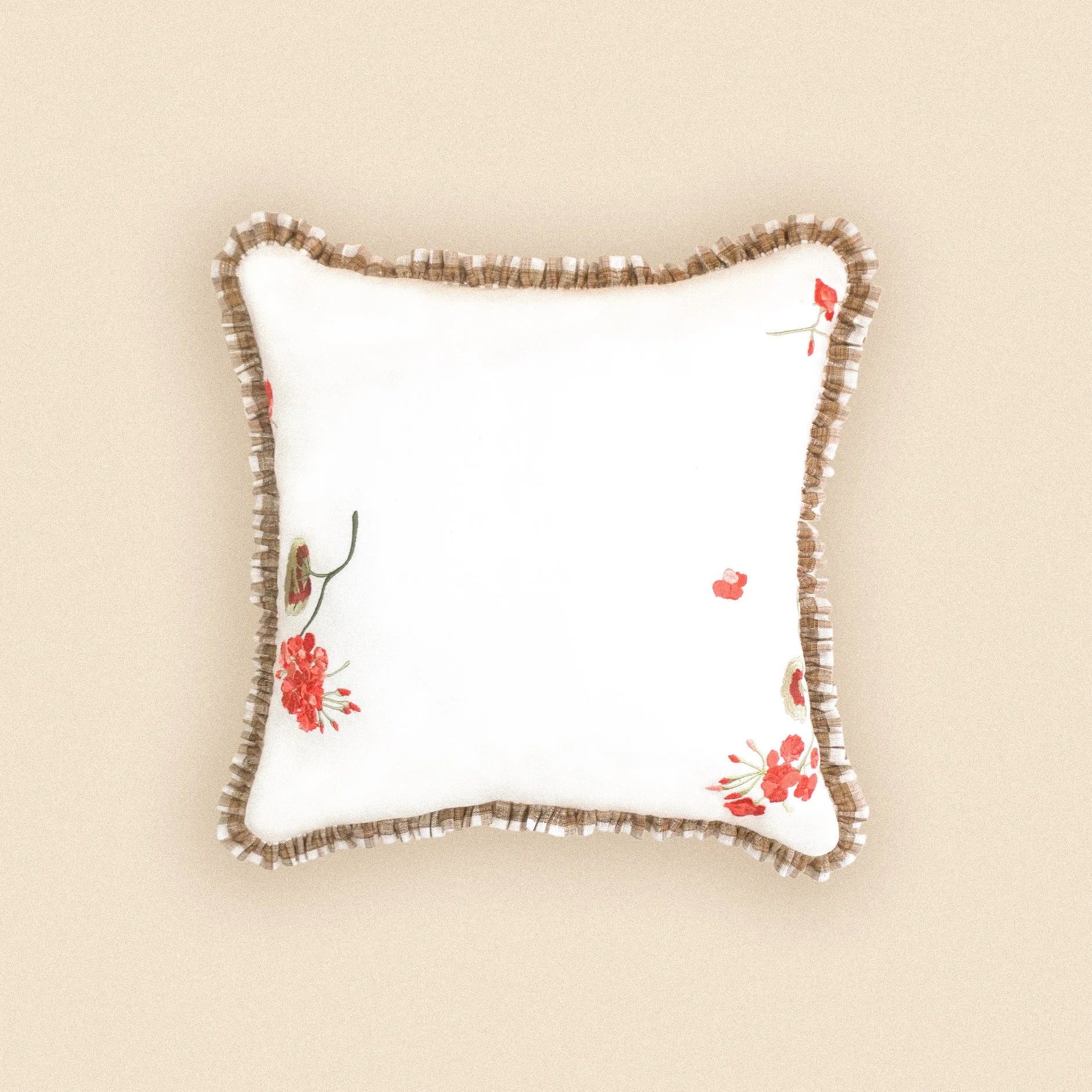 Geranium Patchwork Linen Cushion
