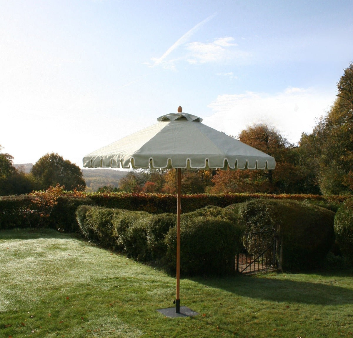 Light green castellated parasol
