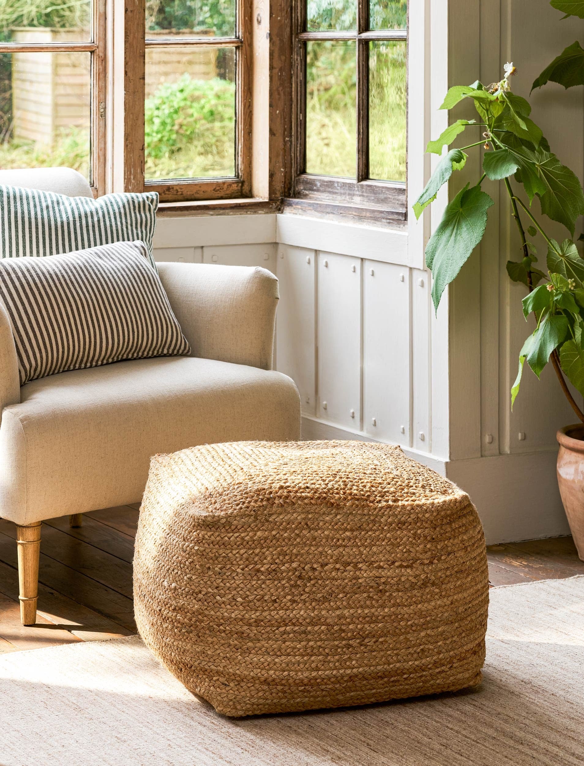 Cerney Jute Square Foot Stool Natural