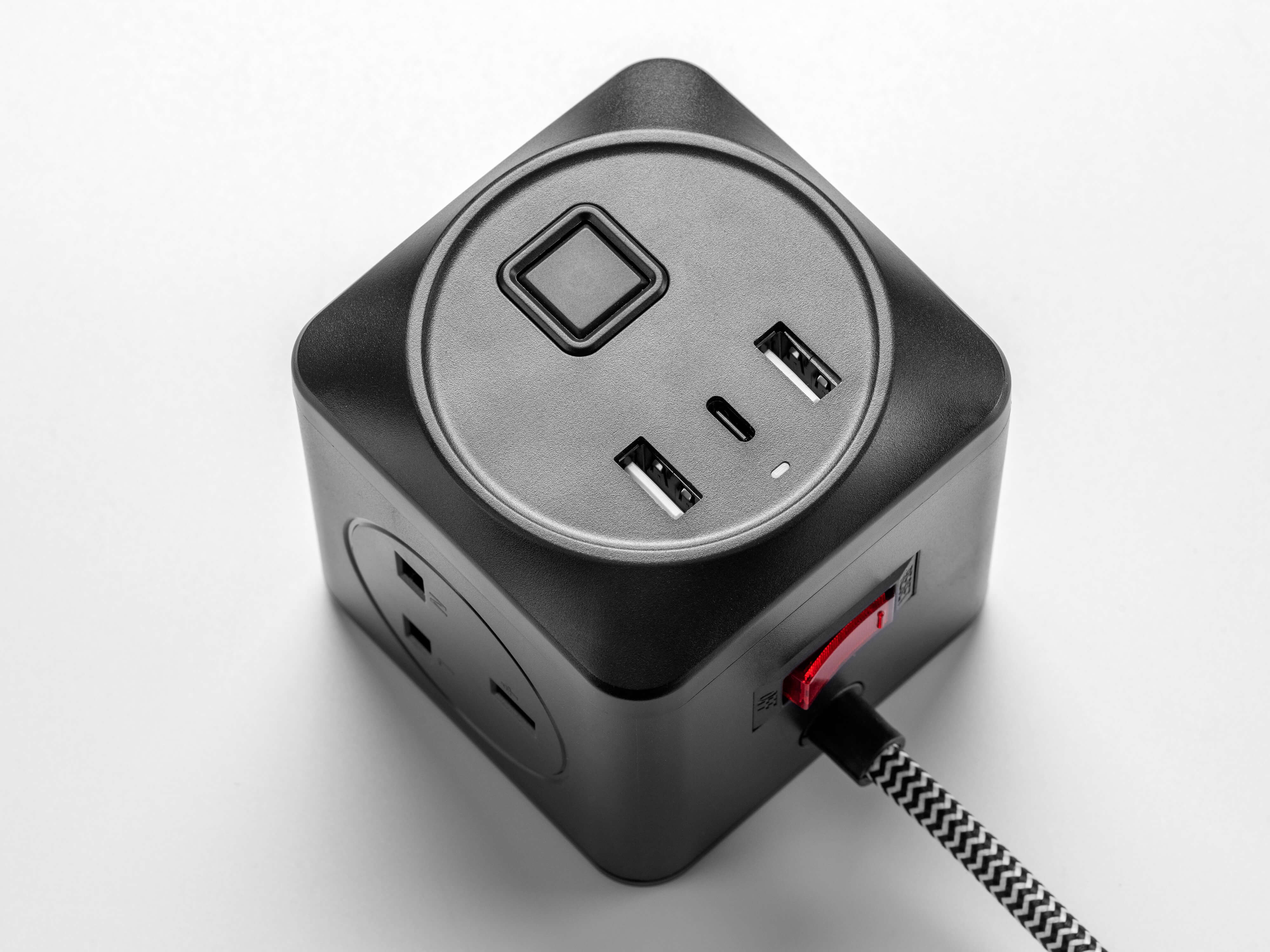 Black fabric cable extension lead