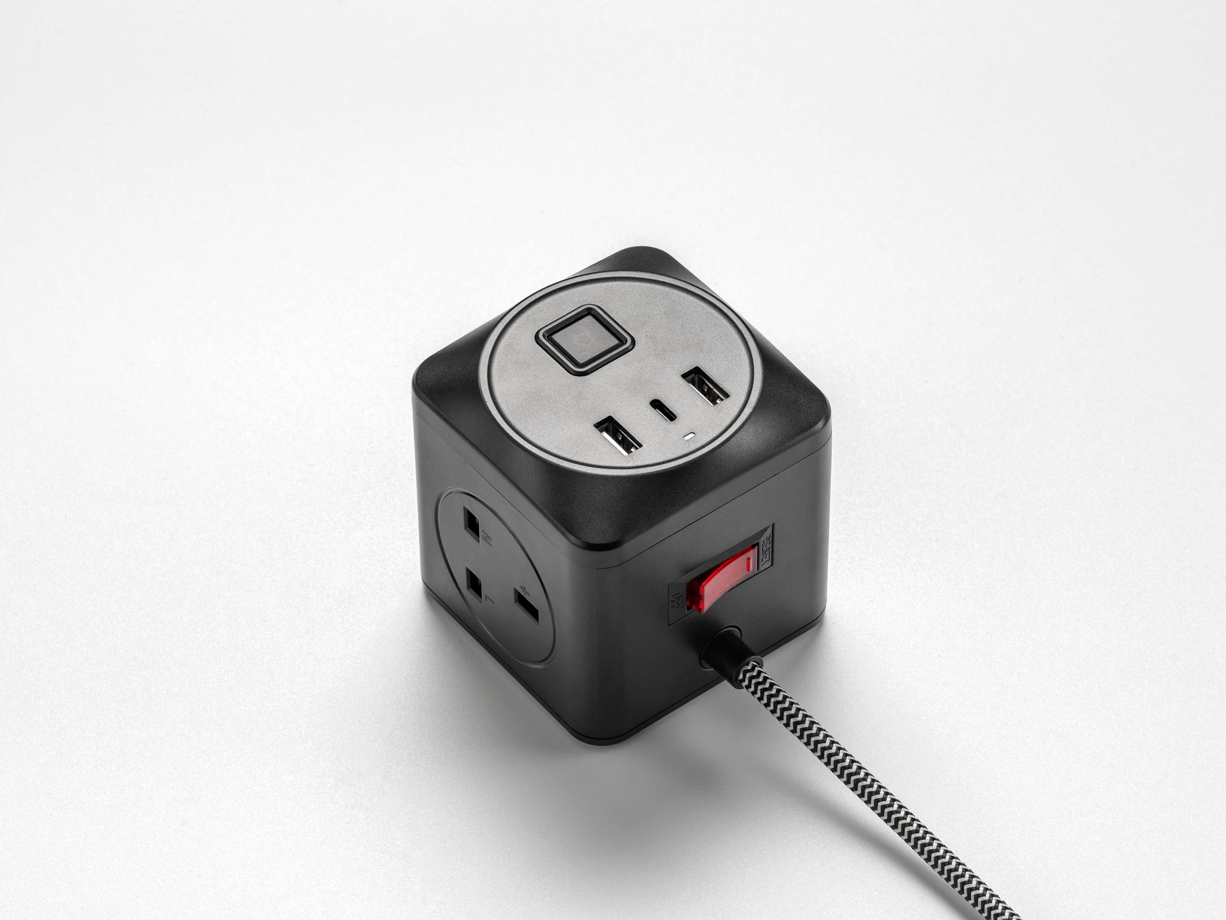Black fabric cable extension lead