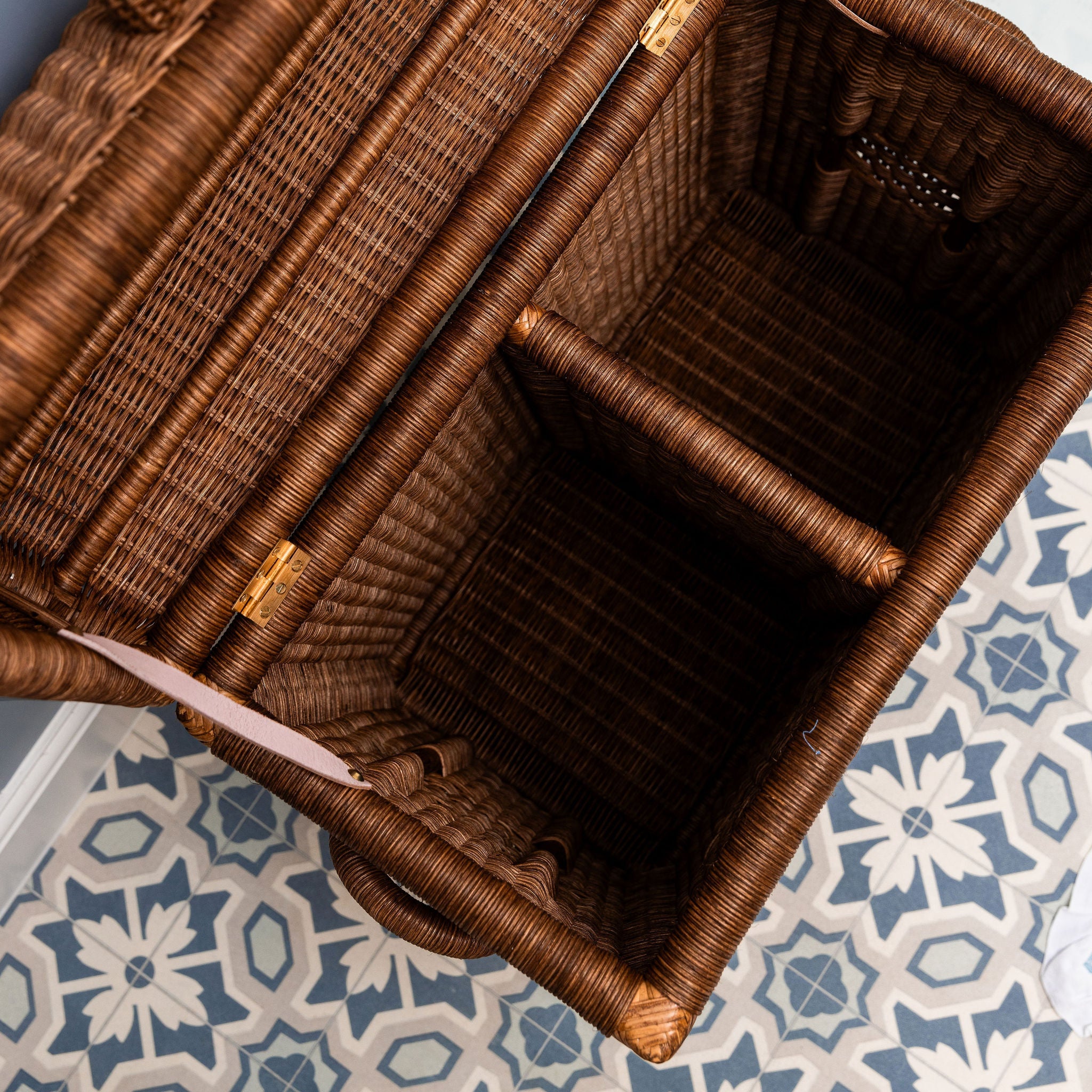 Chest Rattan Laundry Basket (Teak)