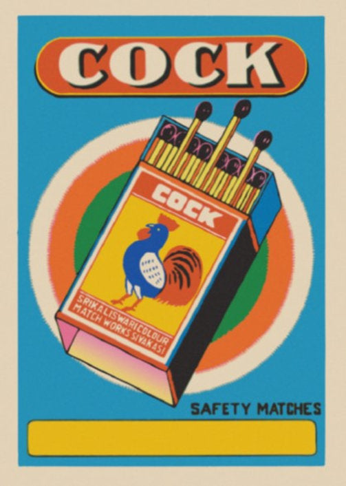 Cock Matchbox Label